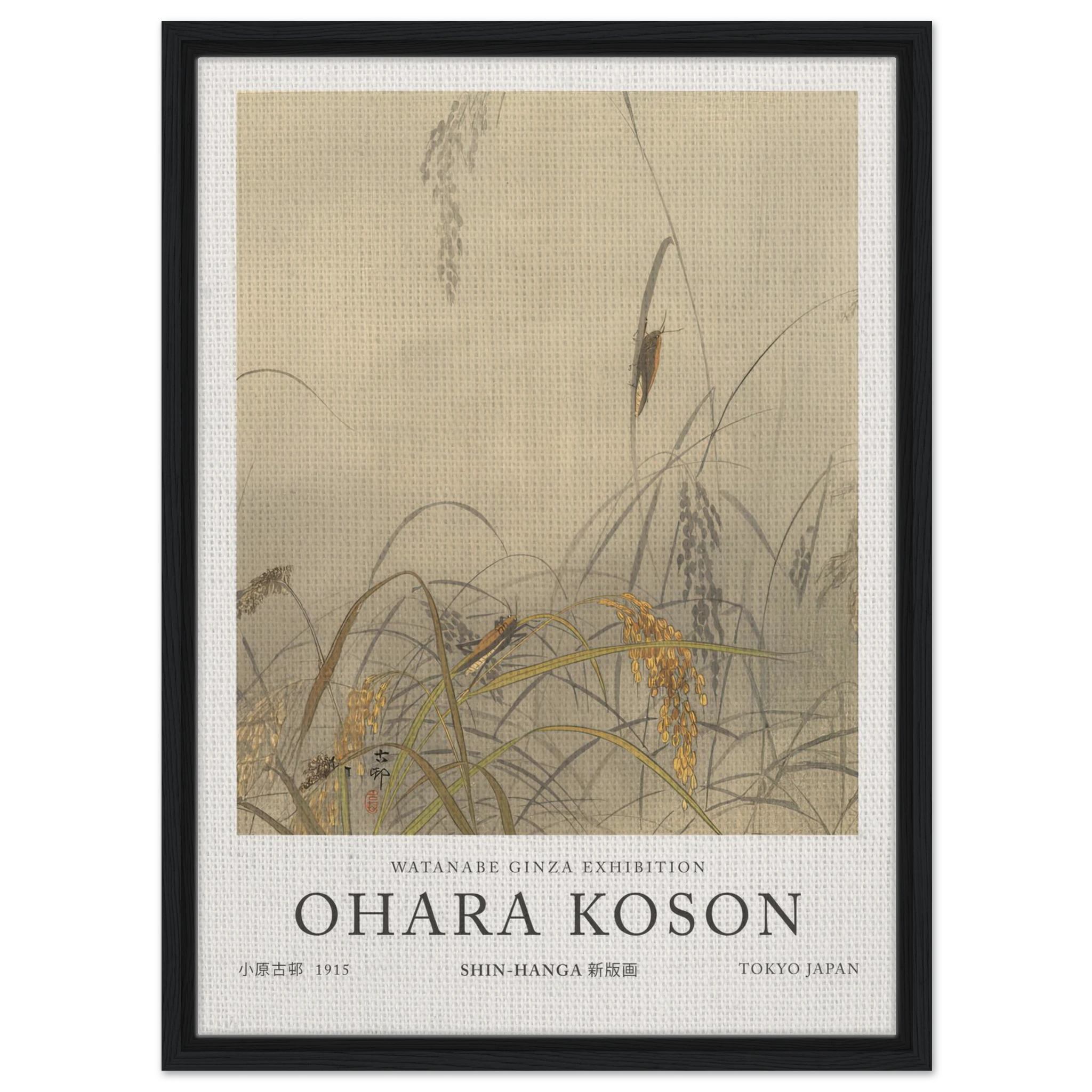 Grasshoppers On Rice Plants - Ohara Koson