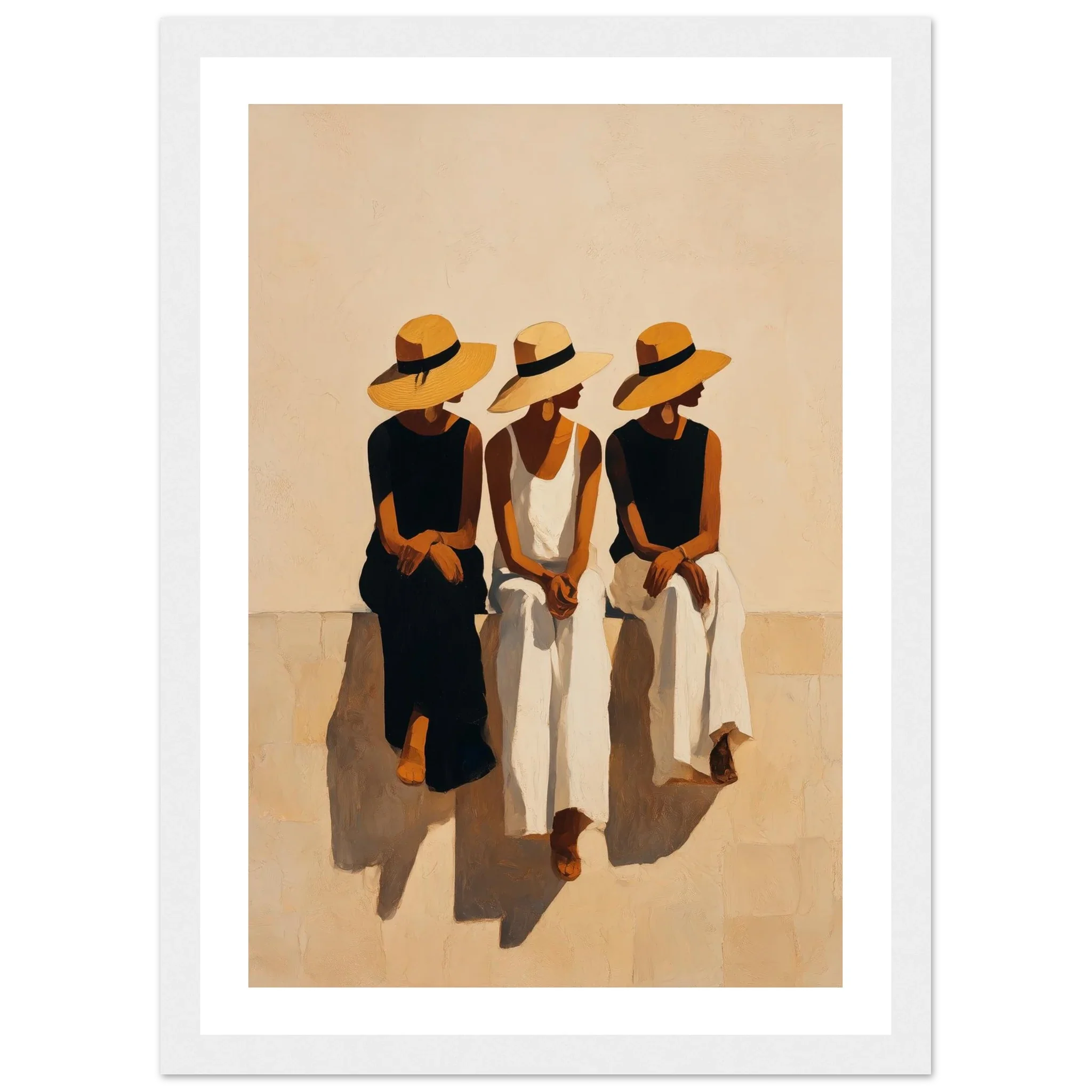 Three Ladies in Sunlight – Minimalist Summer Portrait Print