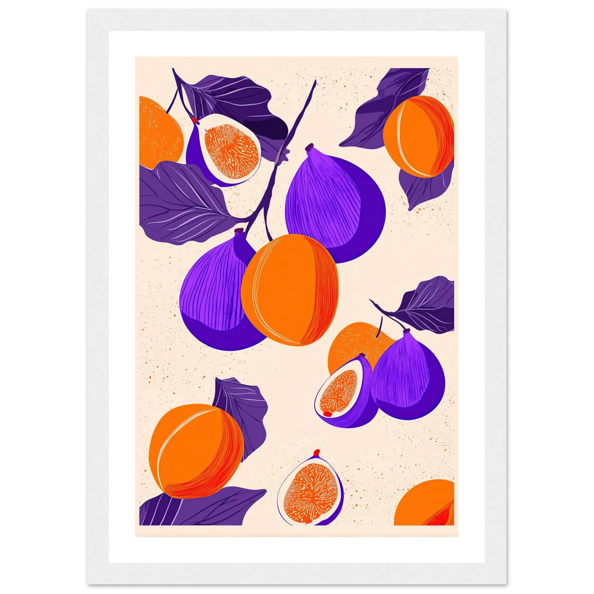 Sunset Harvest – Colourful Fig and Apricot Art Print