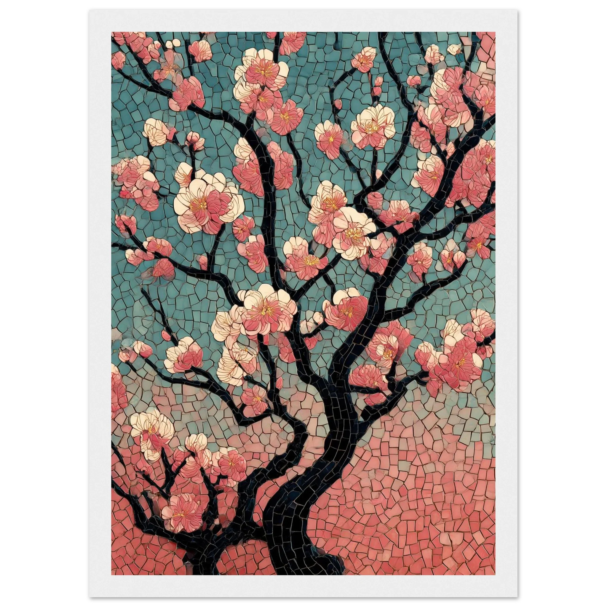 Plum Blossoms at Kameido Shrine - Japanese Mosaic Print