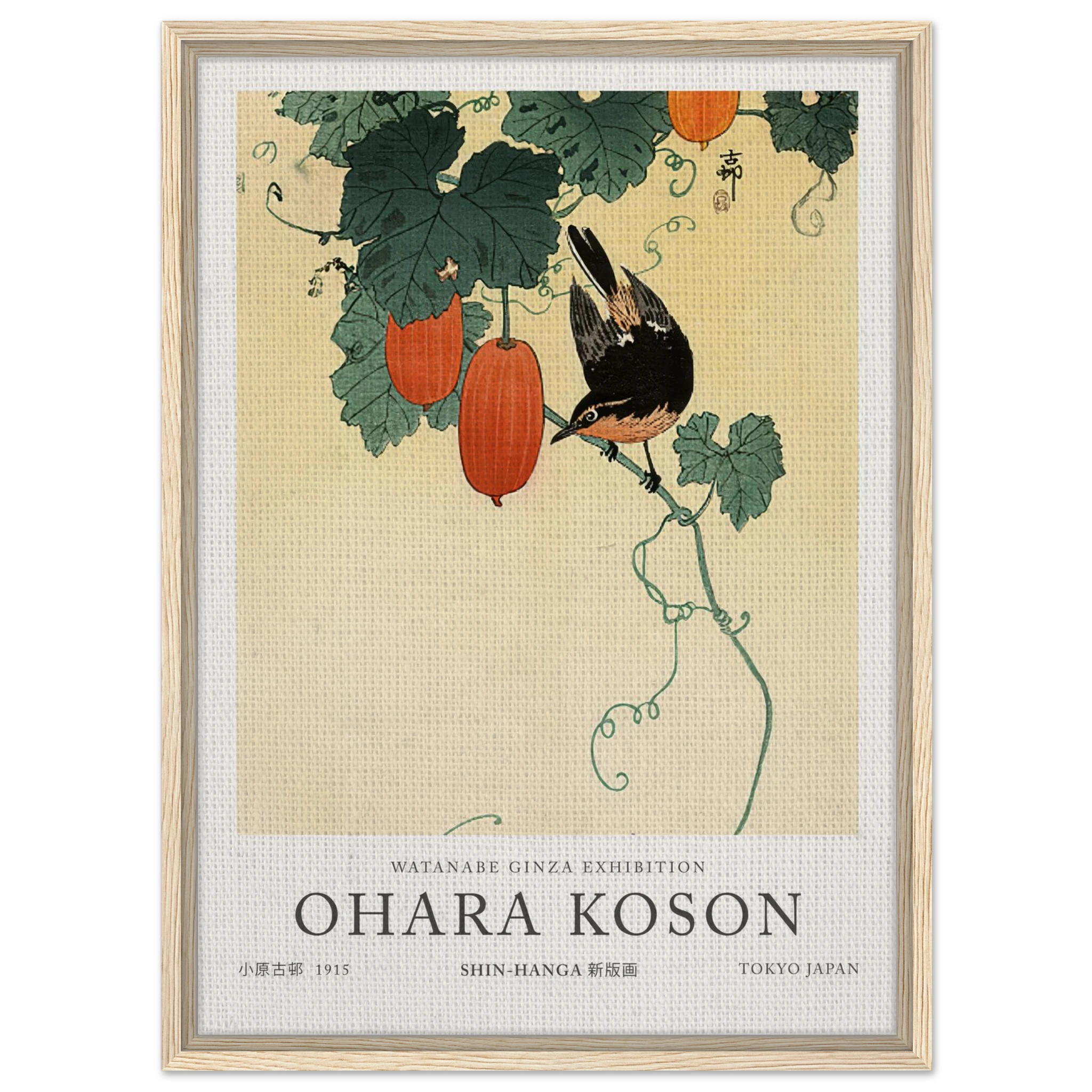 A Flycatcher On Cucumber Bush - Ohara Koson