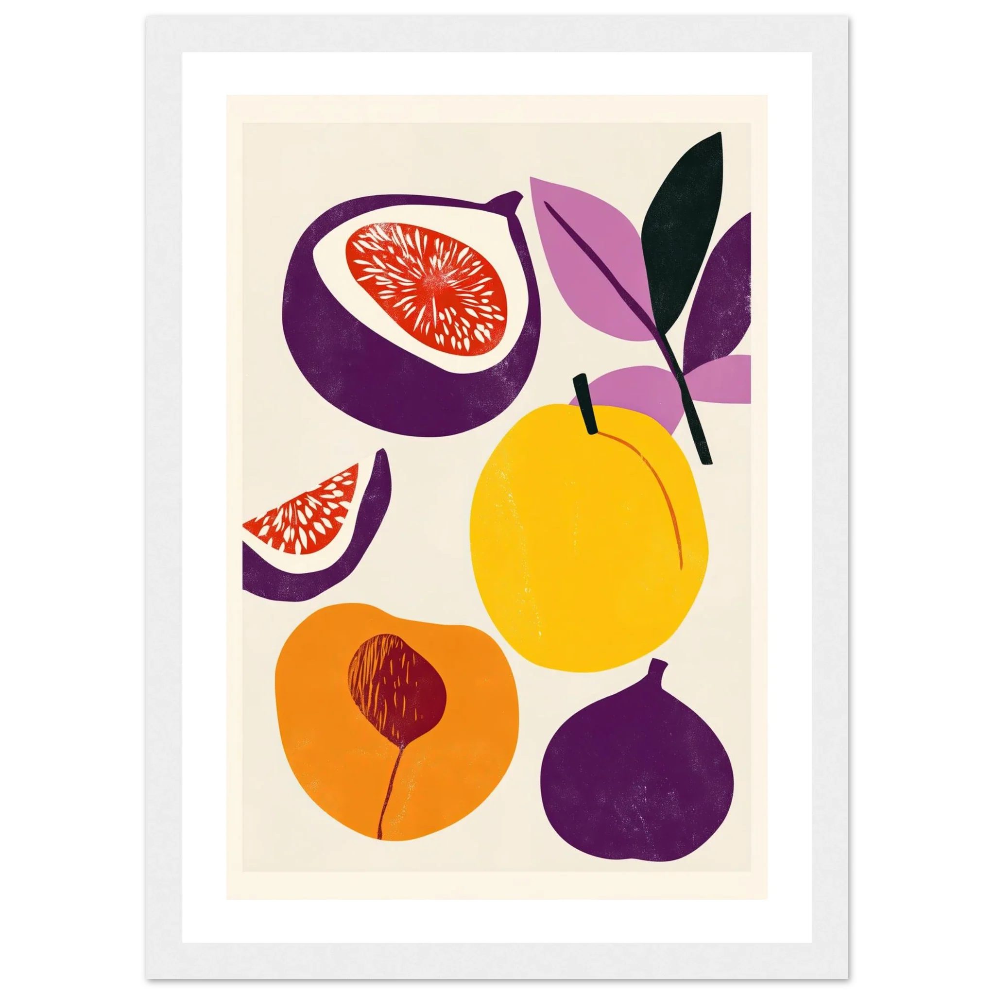 Citrus Collage – Modern Fig, Lemon and Apricot Fruit Print