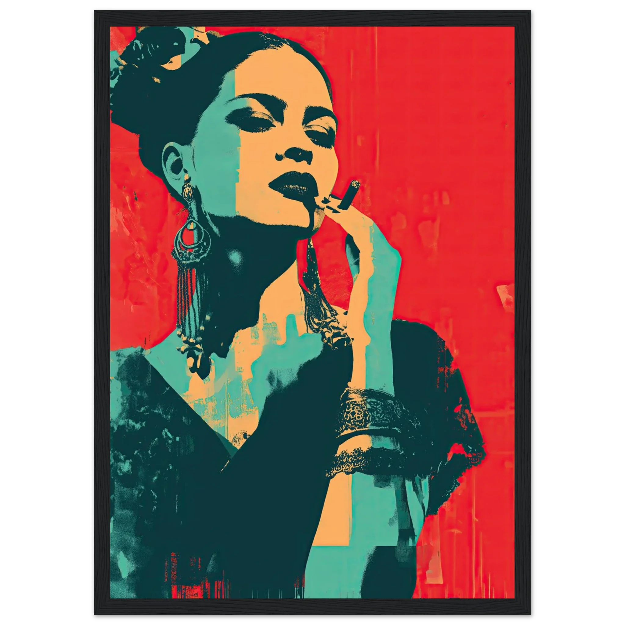Carmen in Crimson – Bold Latin Pop Art Portrait