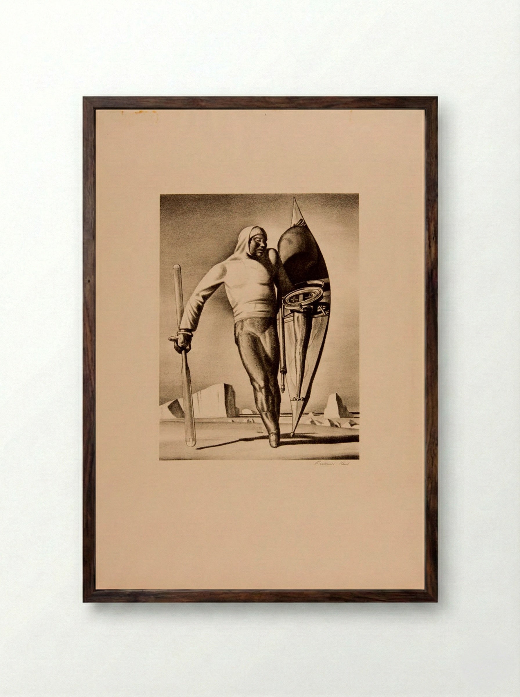 A Kayaker - Rockwell Kent - Framed Print Dark Wood