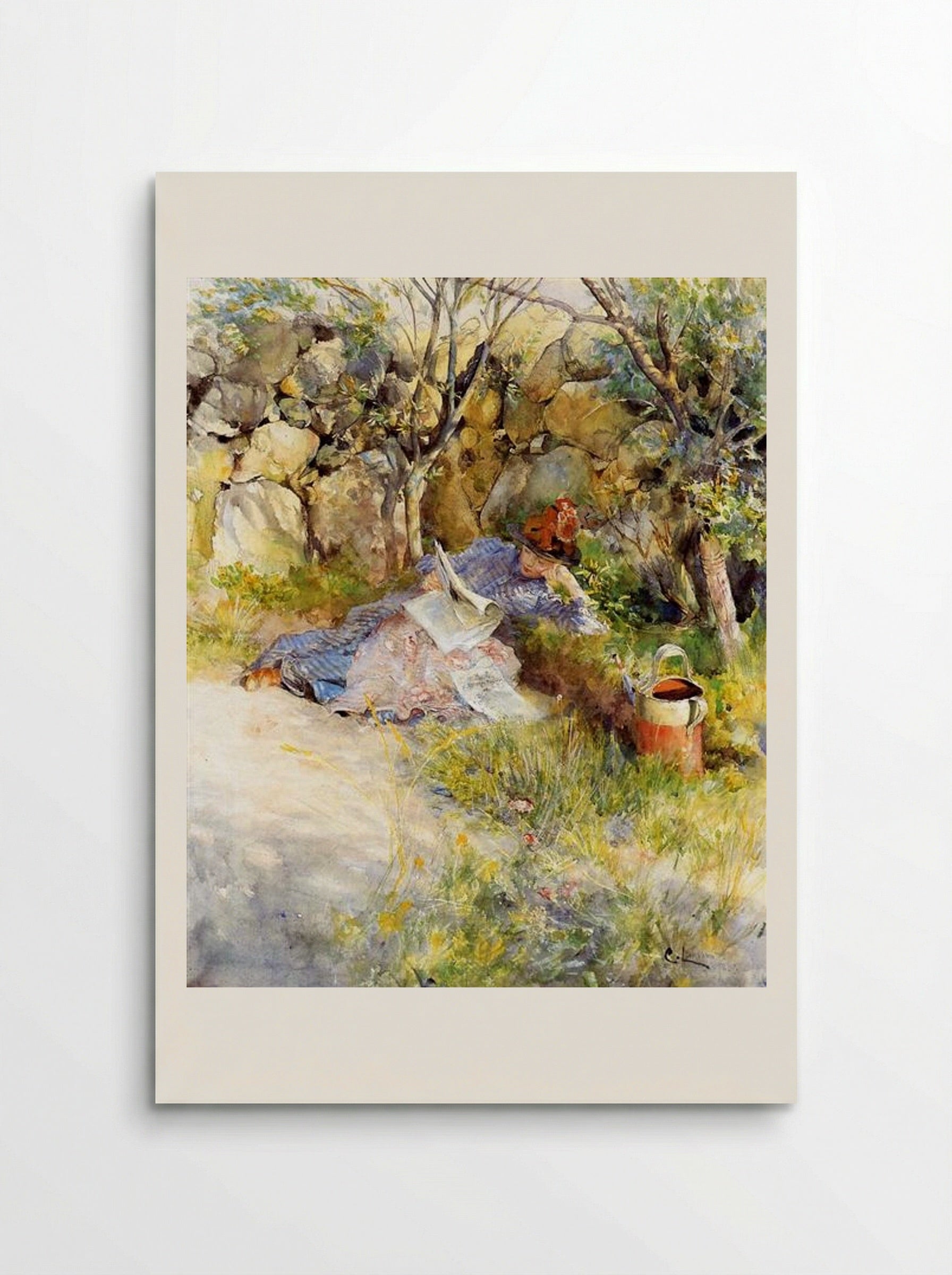 A Lady Reading a Newspaper - Carl Larsson - Poster