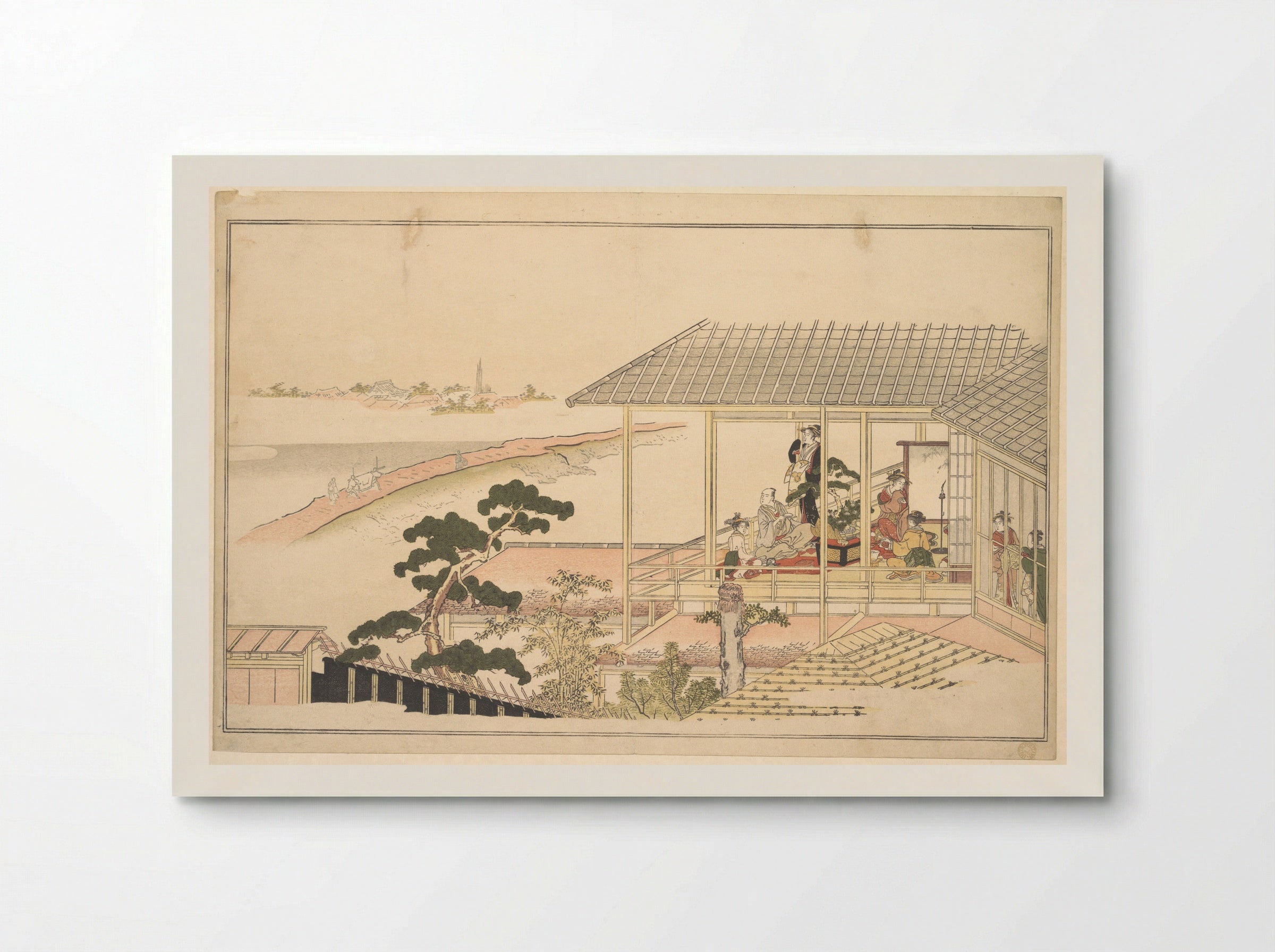 A Party of Merrymakers in a House in the Yoshiwara on a Moonlight Night - Kitagawa Utamaro - Poster