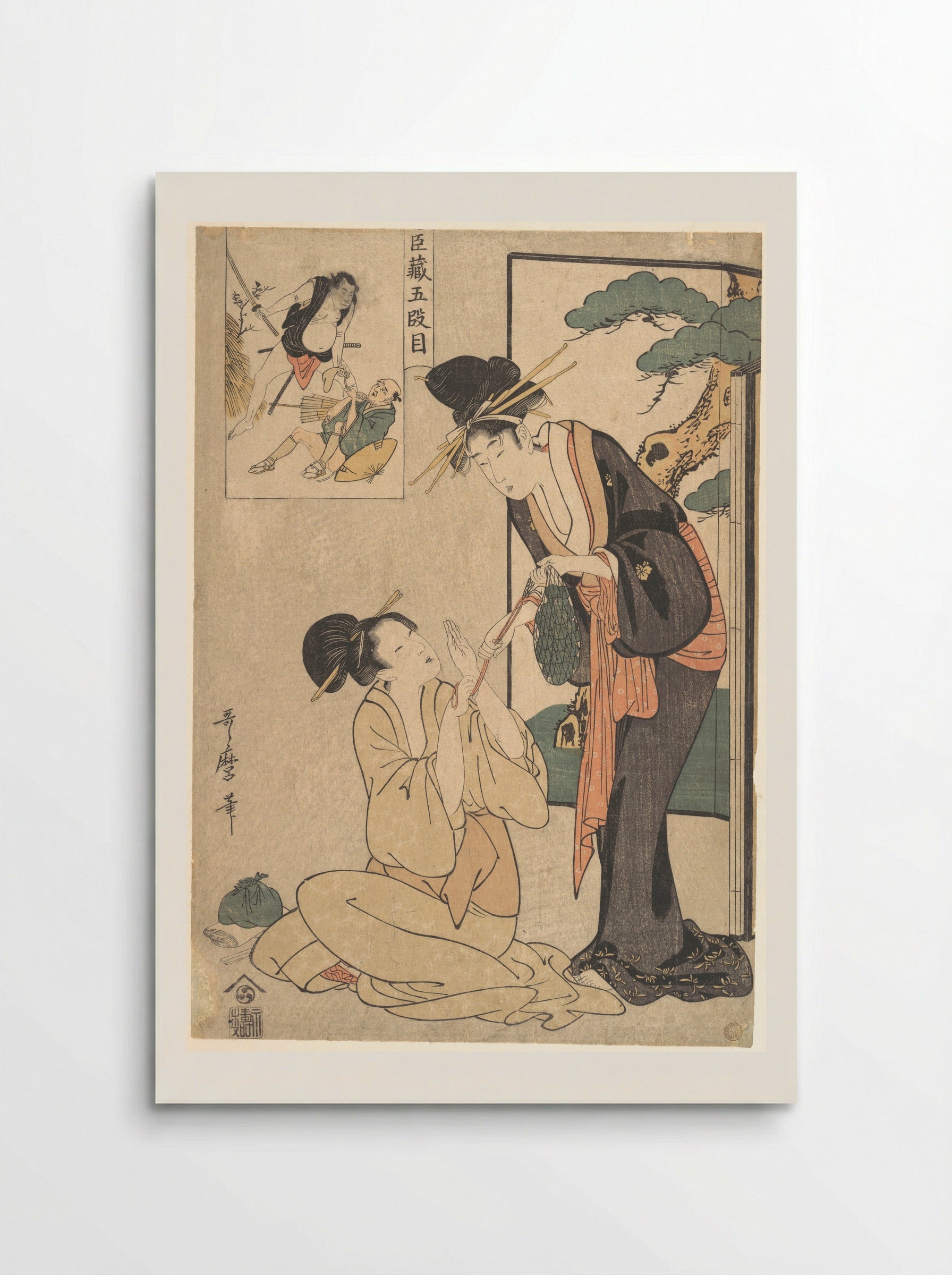 A Woman Snatching a Bag of Sweetmeats from Her Mother - Kitagawa Utamaro - Poster