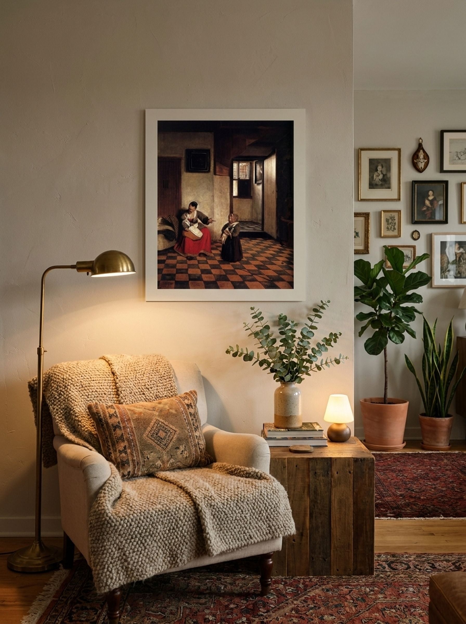 A Woman with a Baby in Her Lap, and a Small Child - Pieter de Hooch - Lifestyle