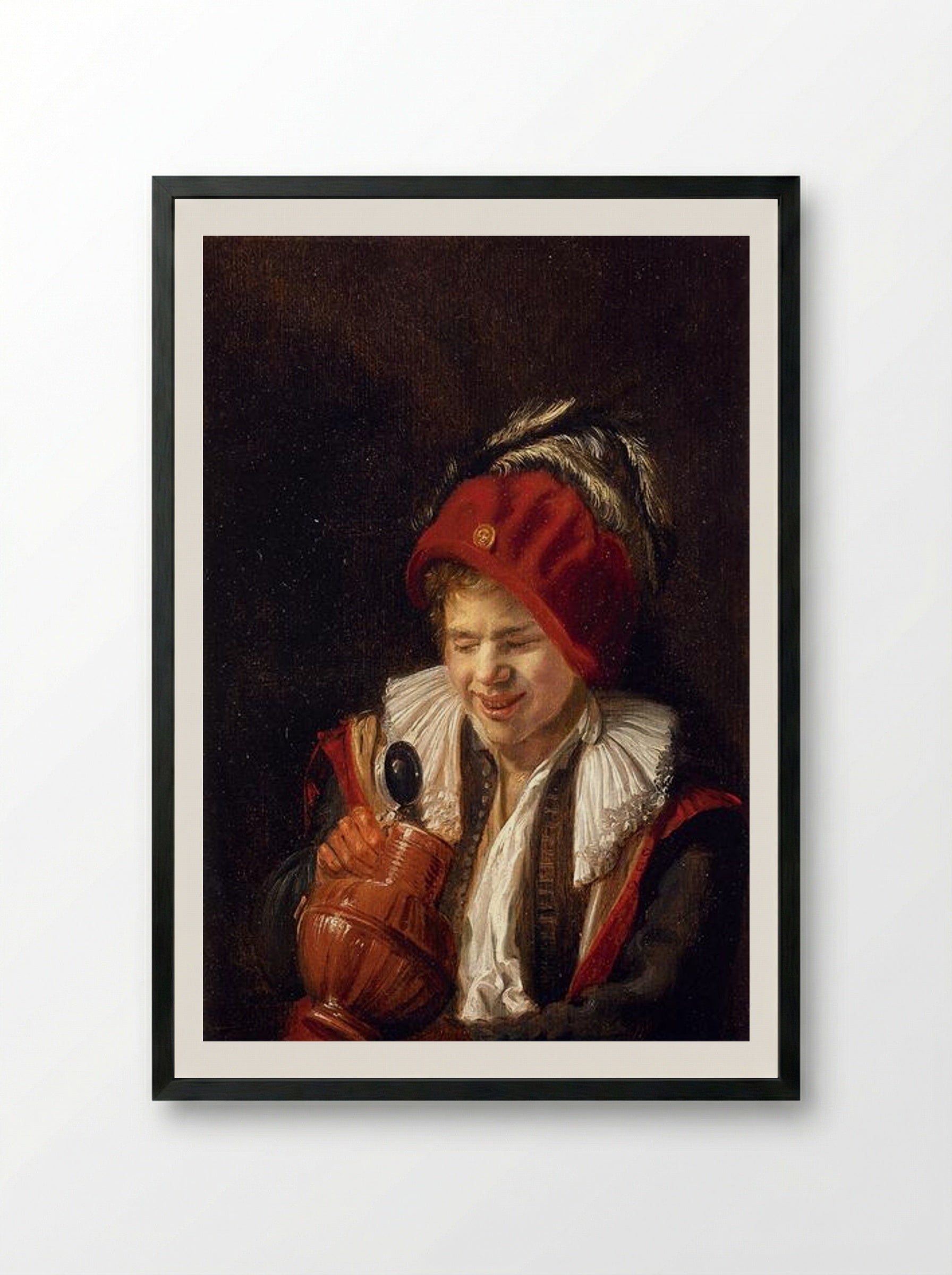 A Youth with a Jug - Judith Leyster - Framed Print Black