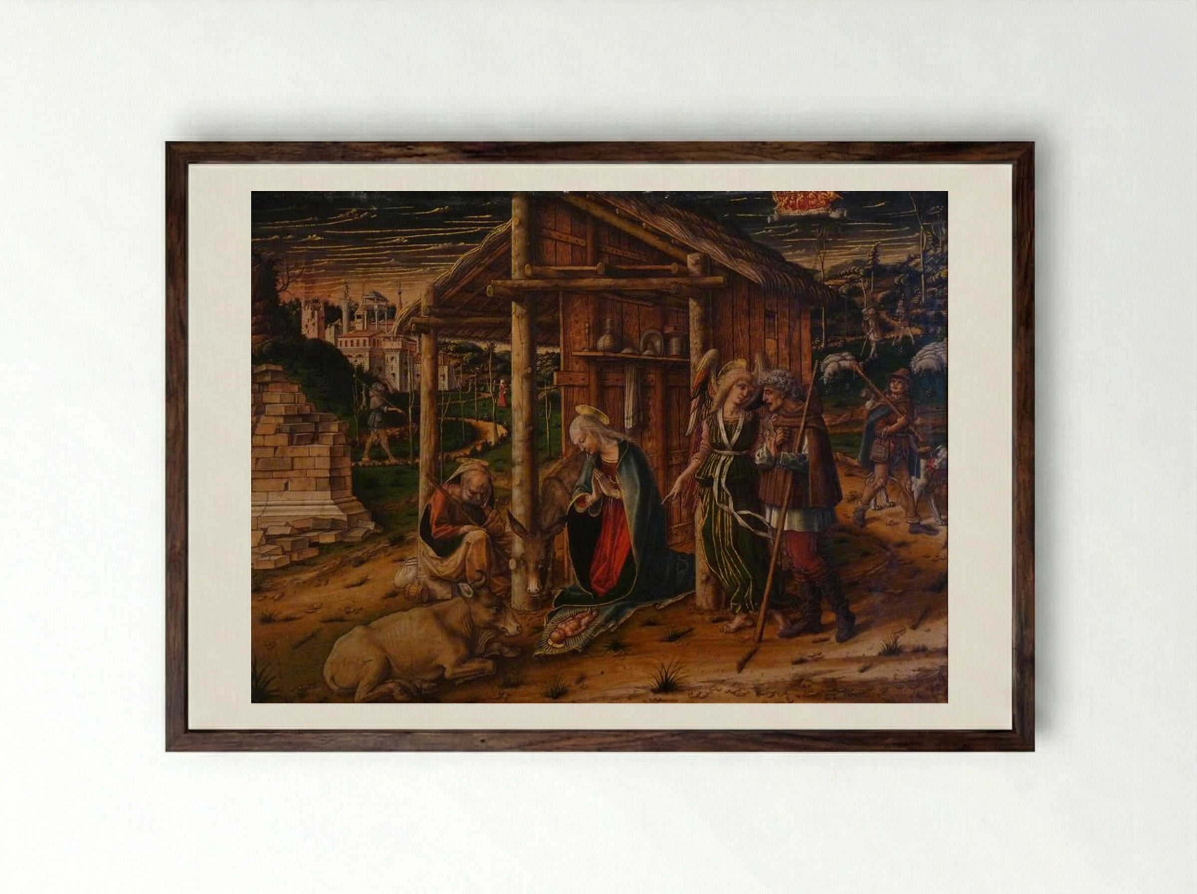 Adoration of the Shepherds - Carlo Crivelli - Framed Print Dark Wood