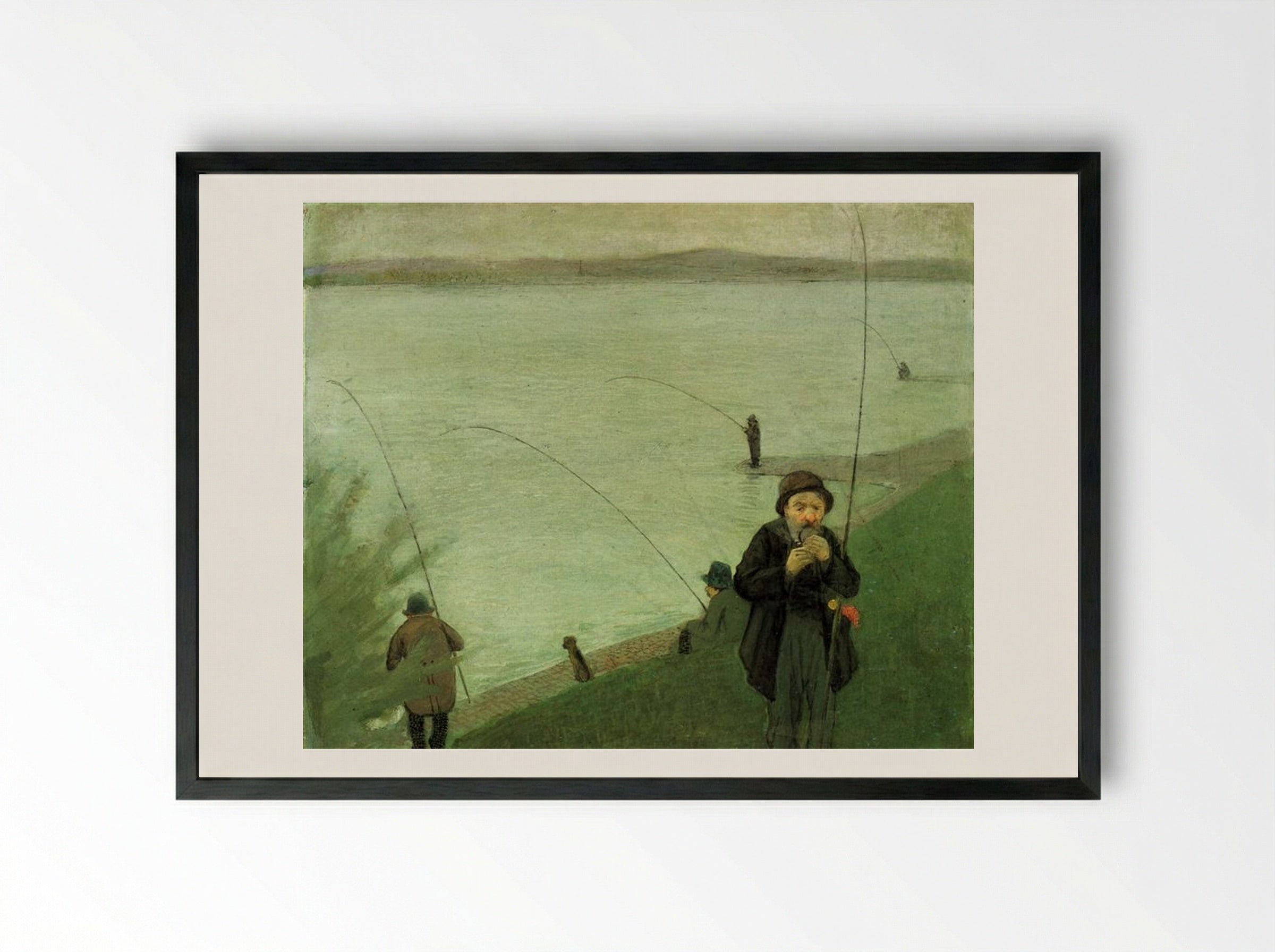 Anglers on the Rhine - August Macke - Framed Print Black