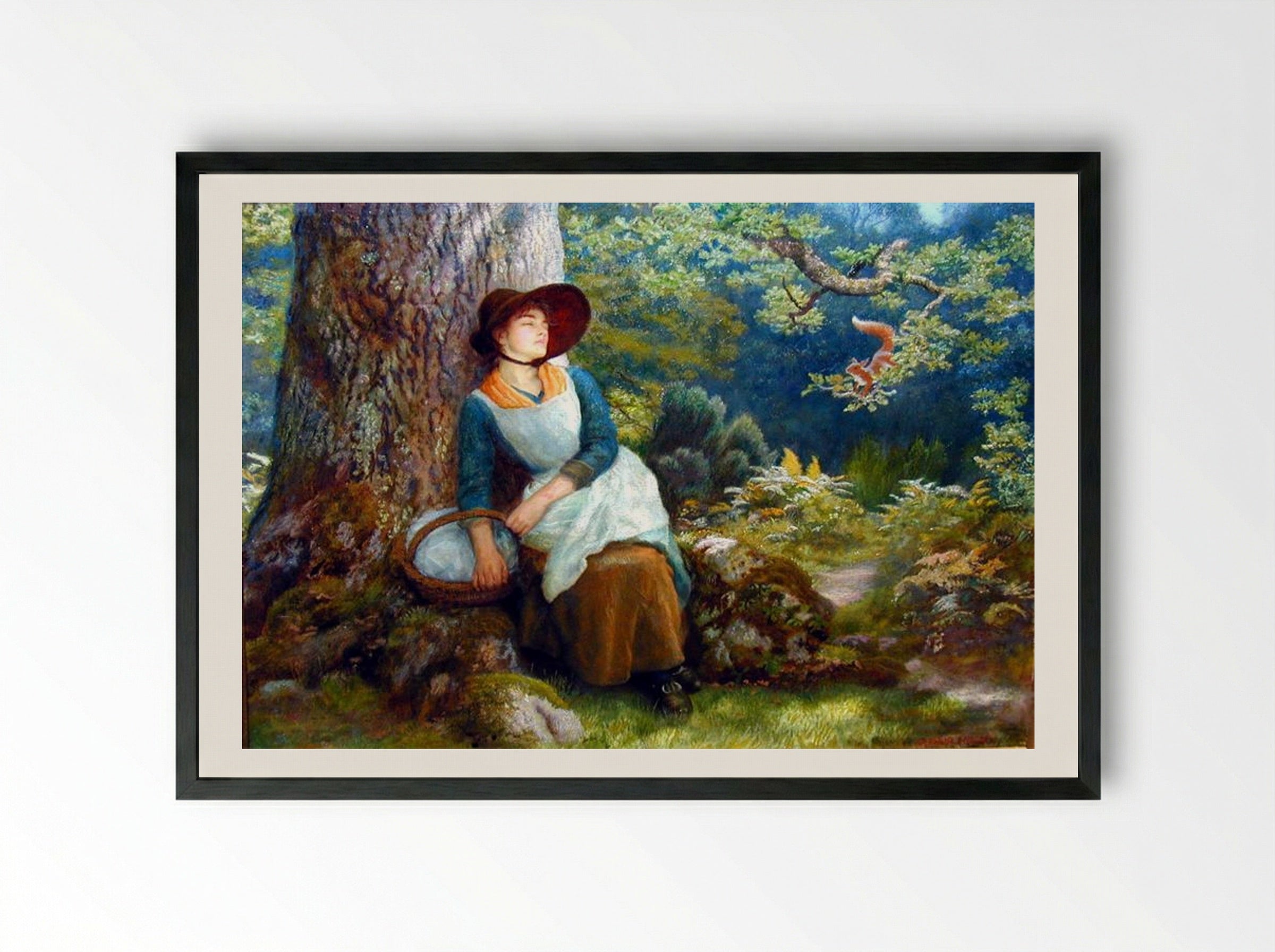 Asleep in the Woods - Arthur Hughes - Framed Print Black