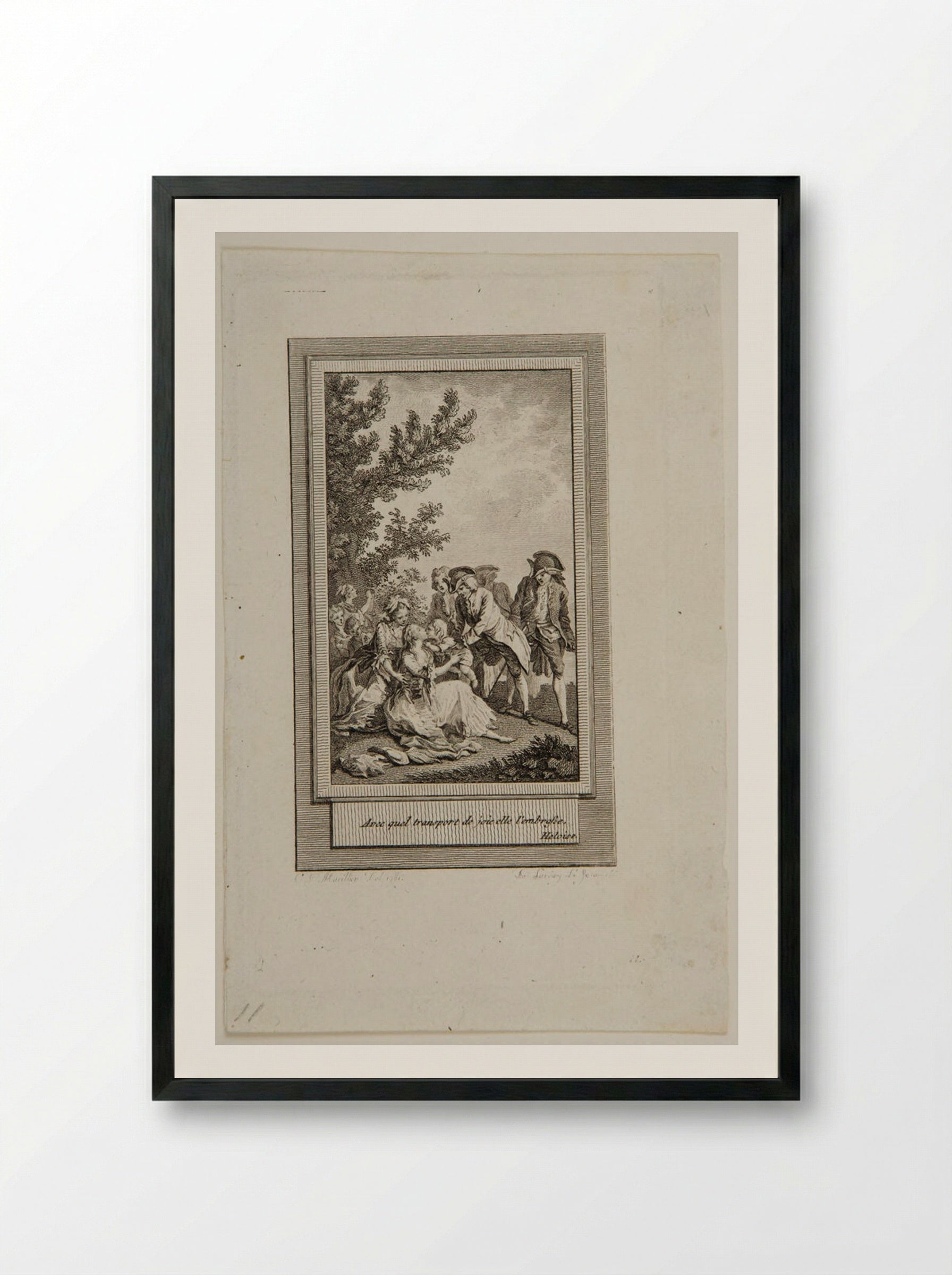 Avec quel transport de joie elle l'embrasse (After Moreau) - After Nicolas Delaunay - Framed Print Black