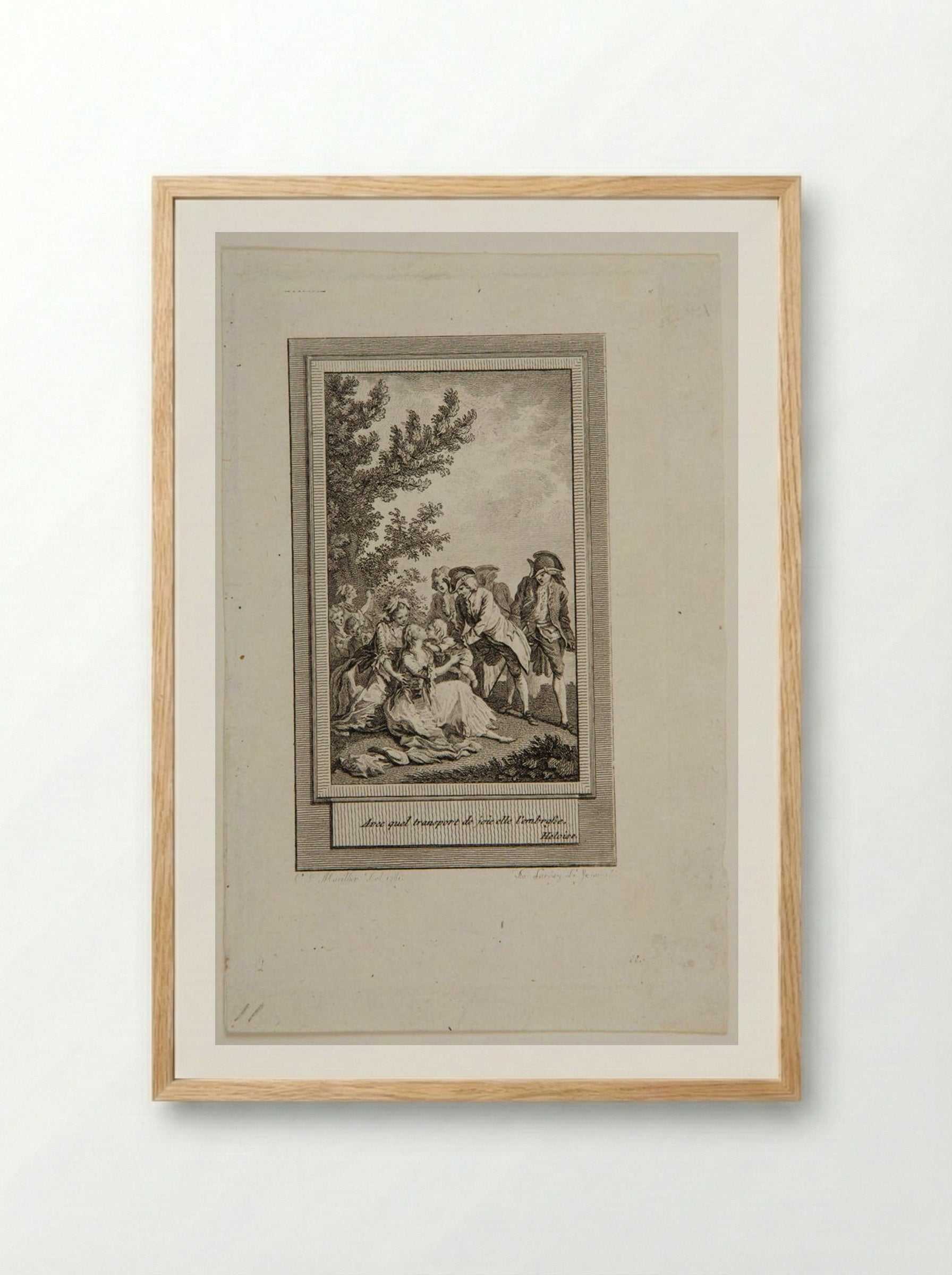 Avec quel transport de joie elle l'embrasse (After Moreau) - After Nicolas Delaunay - Framed Print Wood