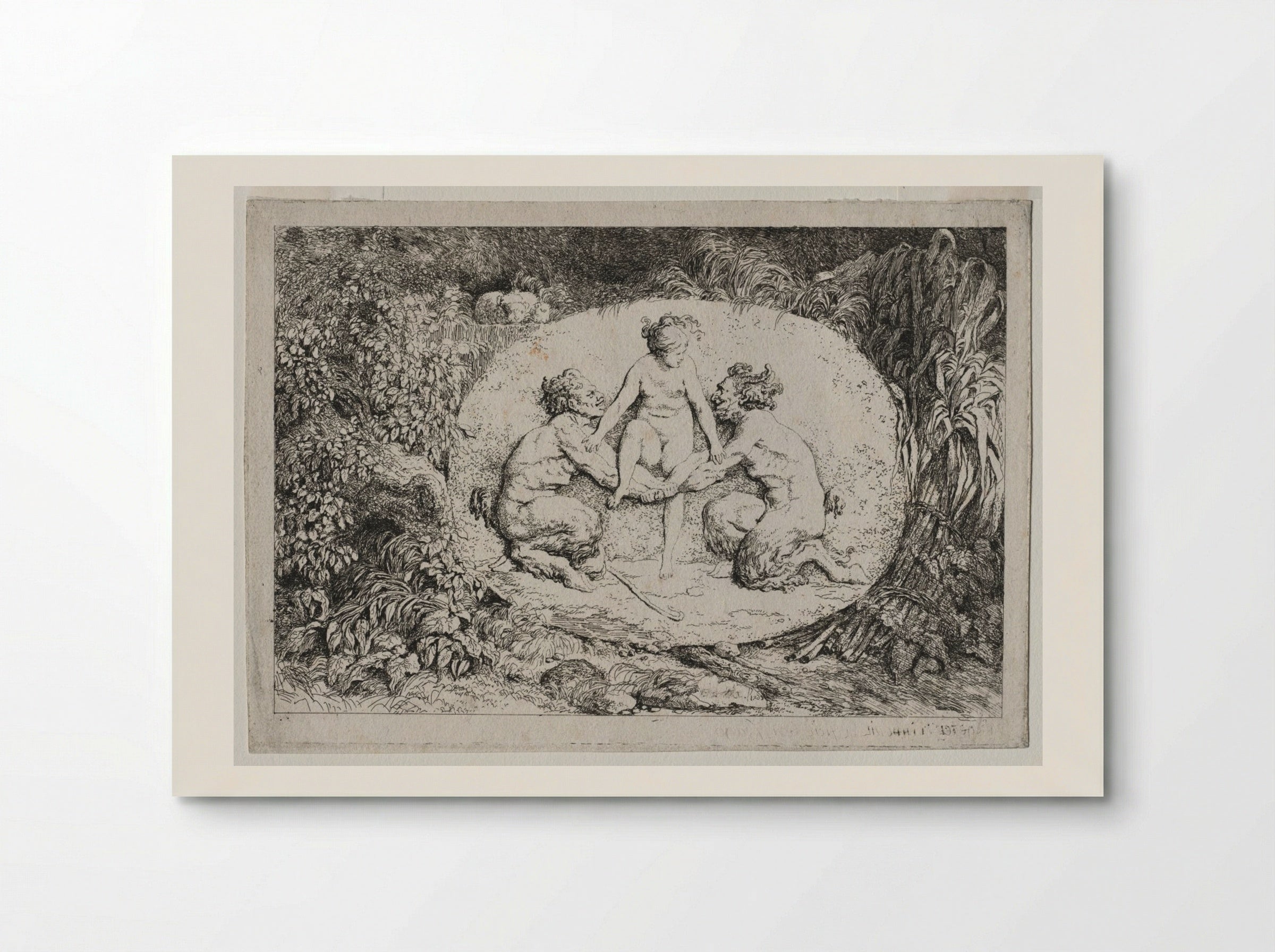 Bacchanales: Nymph Supported by Two Satyrs - Jean-Honoré Fragonard - Poster