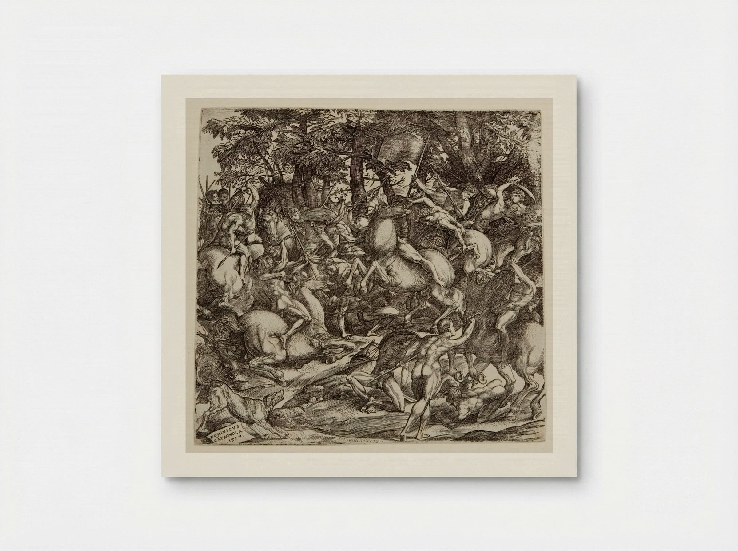 Battle of Naked Men - Domenico Campagnola - Poster