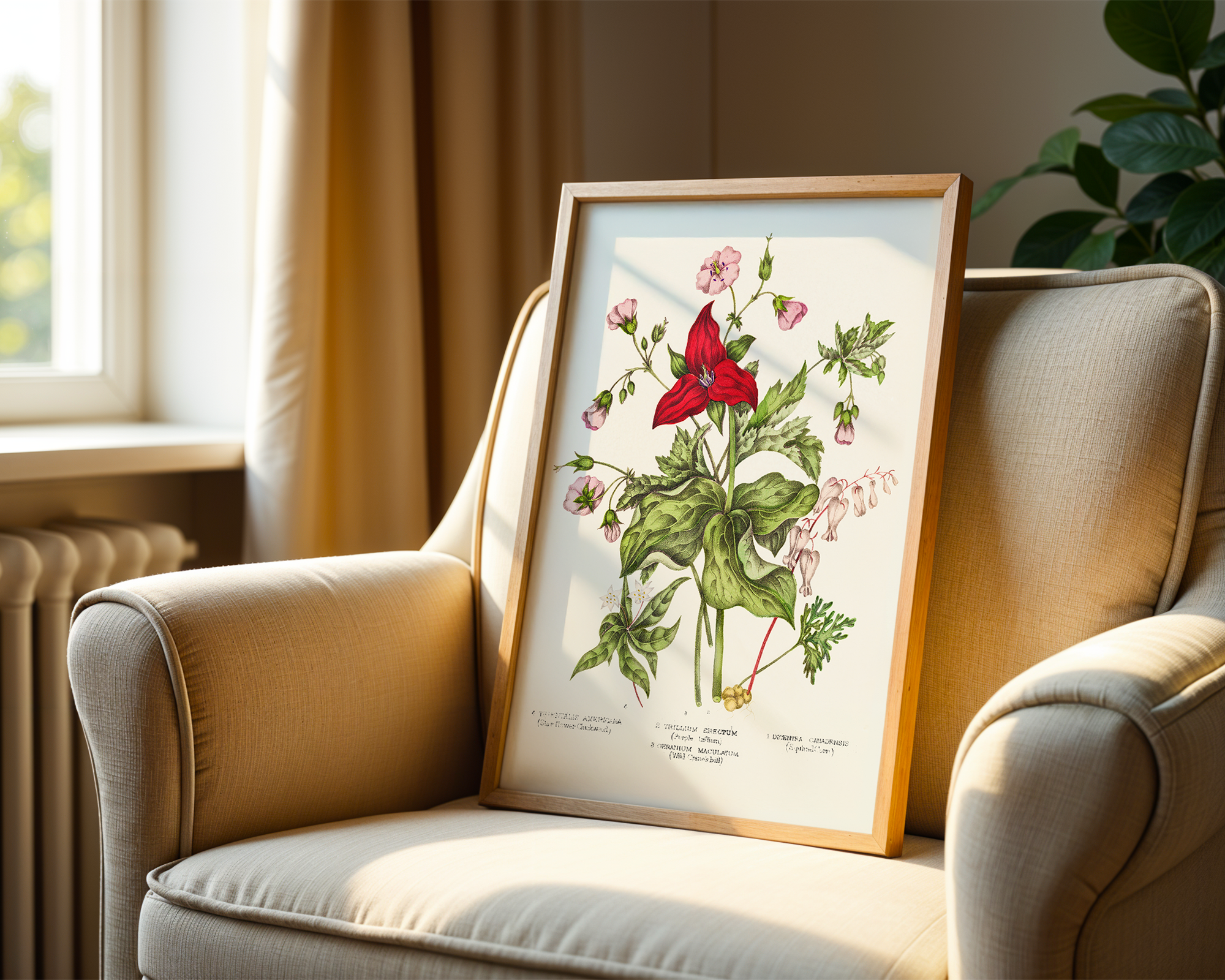 Canadian-Wild-Flowers-(1869)-Plate-IV-1.-Dicentra-Canadensis-(Squirrel-Corn)-2.-Trillium-erectum mockup