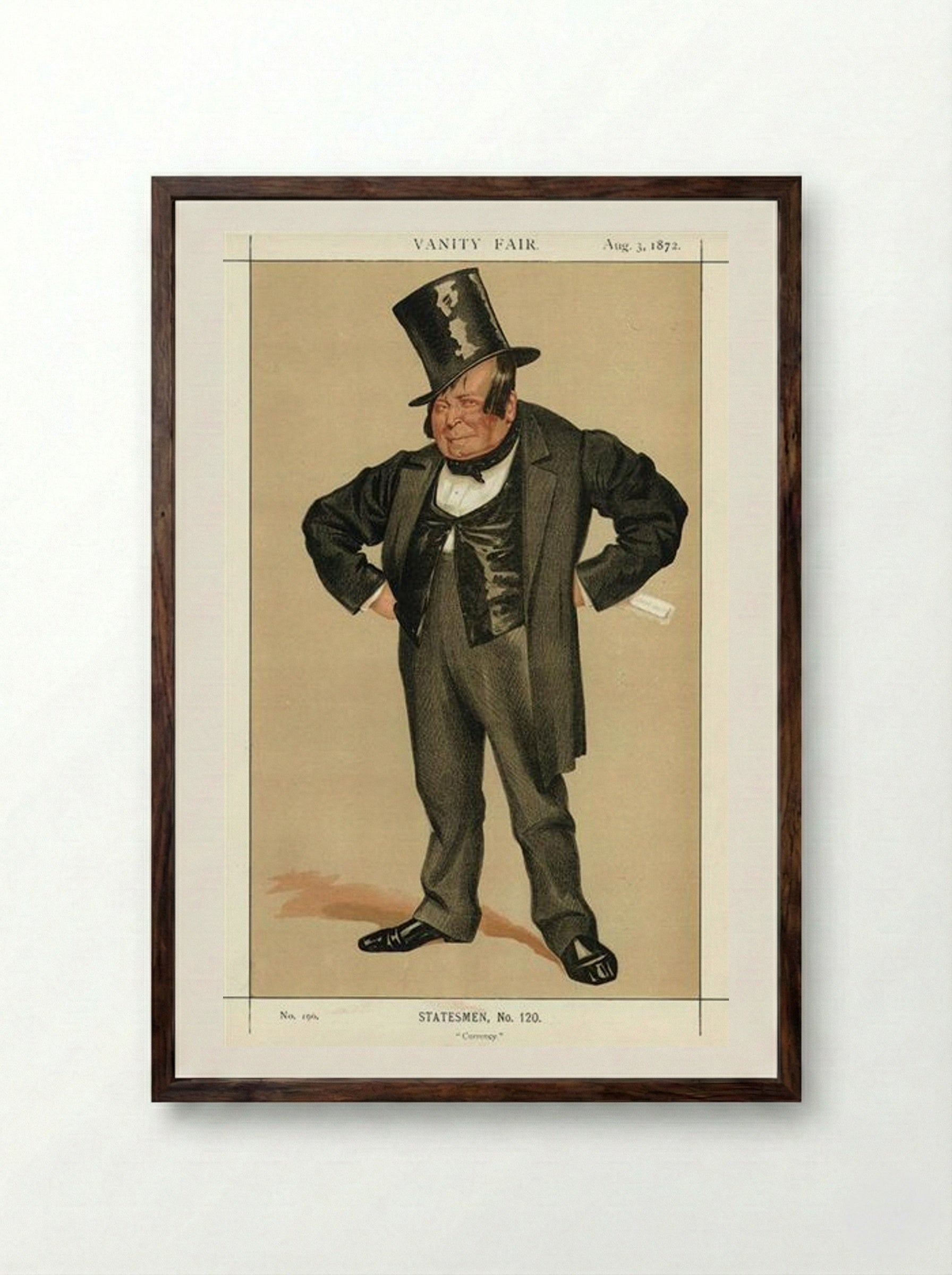 Caricature of James Delahunty M.P. - James Tissot - Framed Print Dark Wood