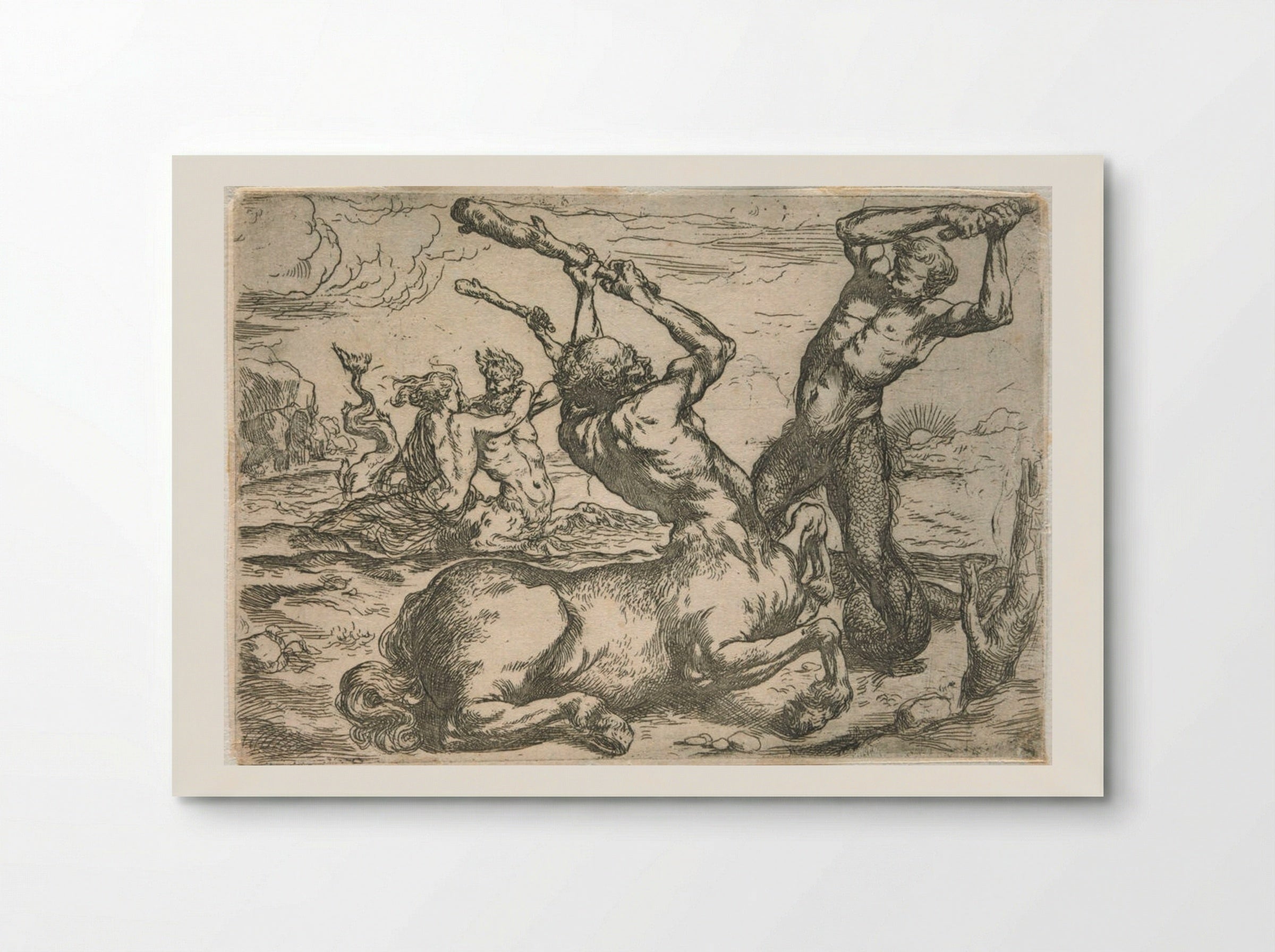 Centaur and Triton Fighting - Jusepe de Ribera - Poster