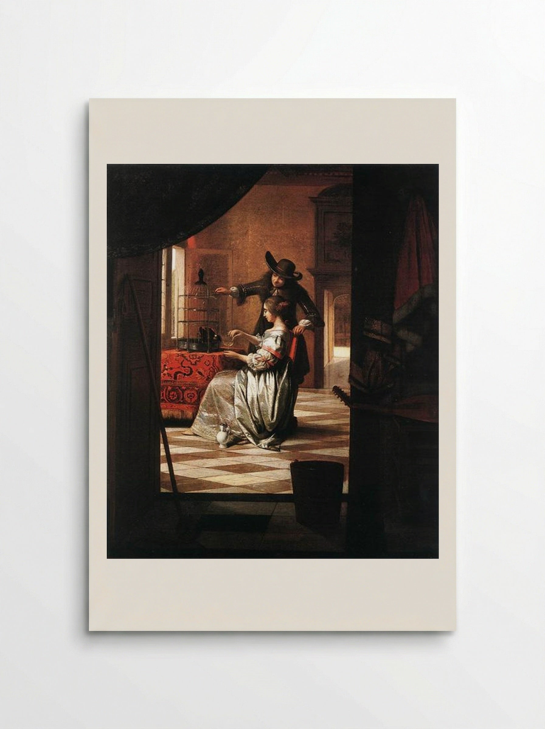 Couple with Parrot - Pieter de Hooch - Poster