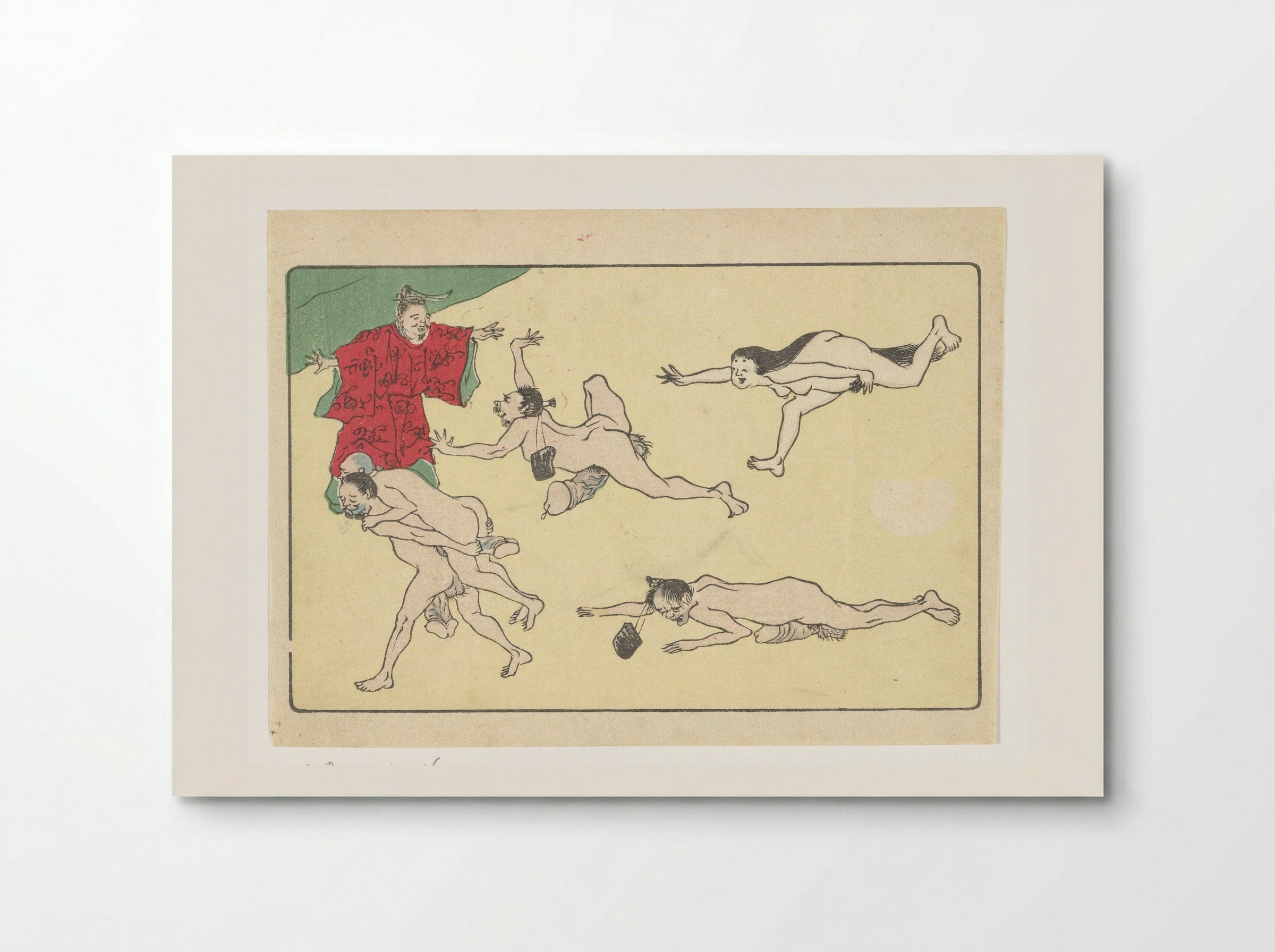 Courtier and Nude Figures - Kawanabe Kyôsai - Poster