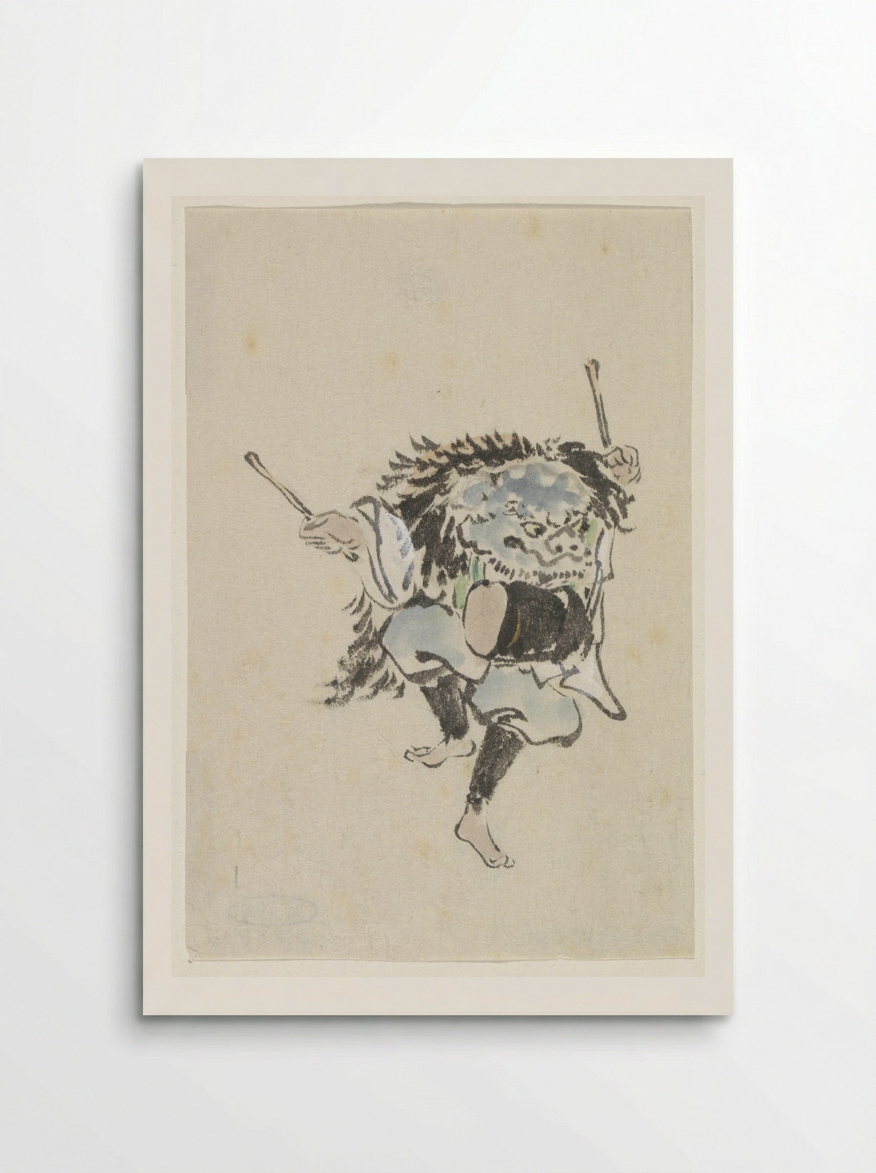 Dancer with Lion Mask and Drum - Utagawa Kuniyoshi - Poster