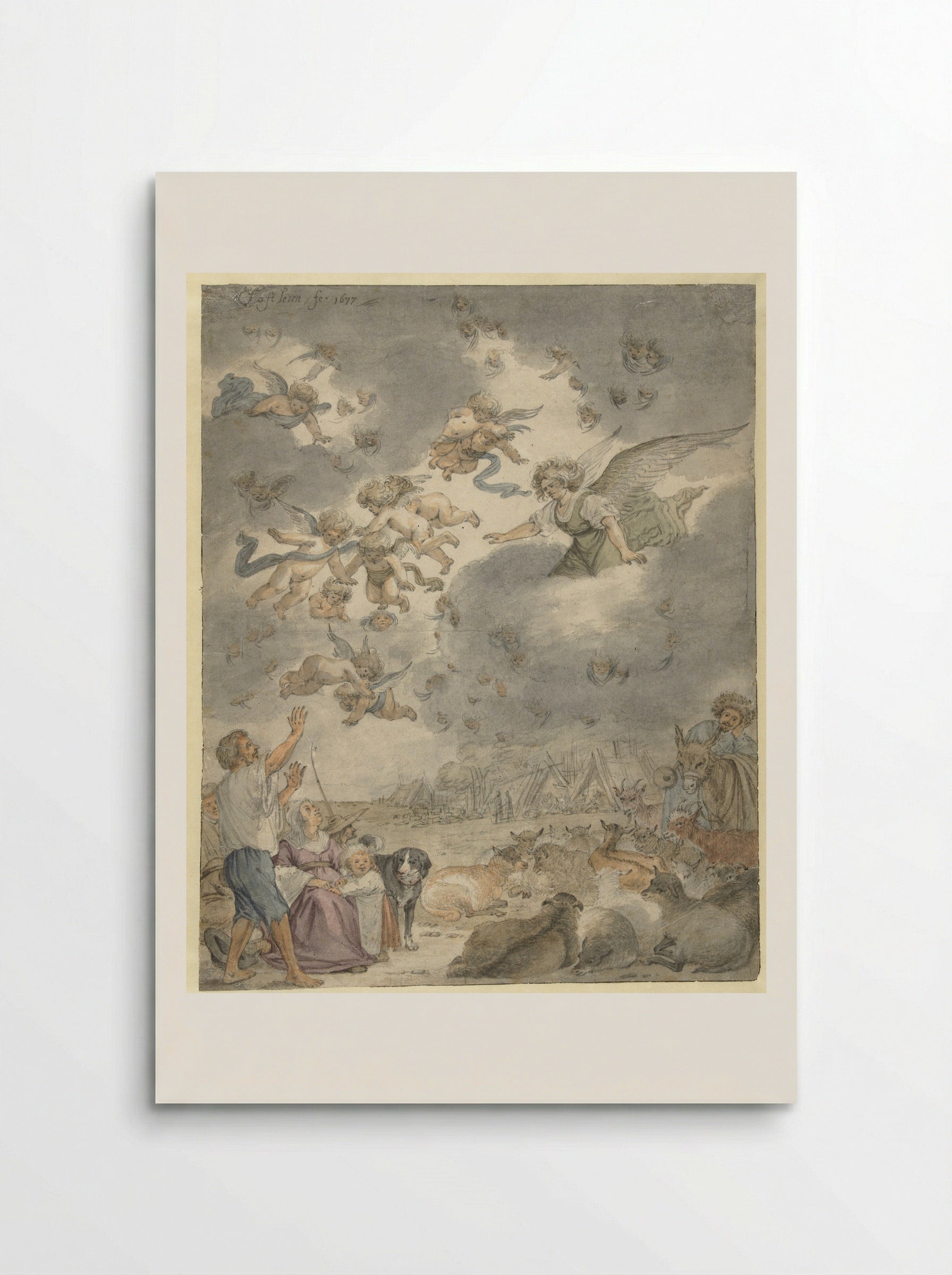 De verkondiging aan de herders (The Annunciation to the Shepherds) - Cornelis Saftleven - Poster
