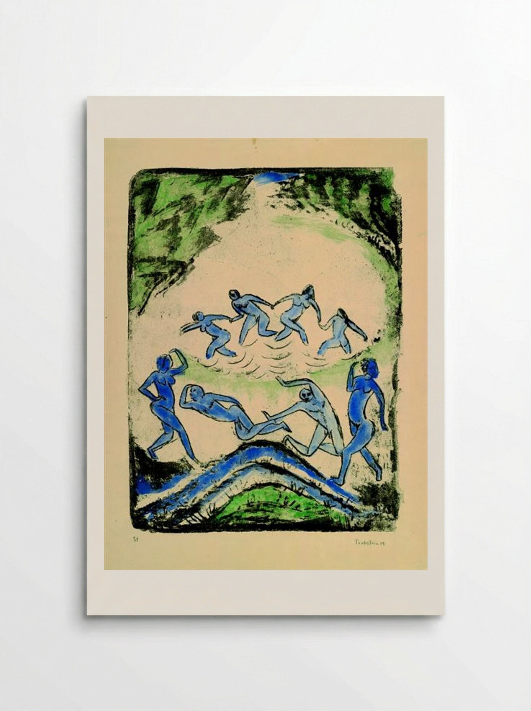 Der Tanz (Tanzende und Badende am Waldteich) - Max Pechstein - Poster