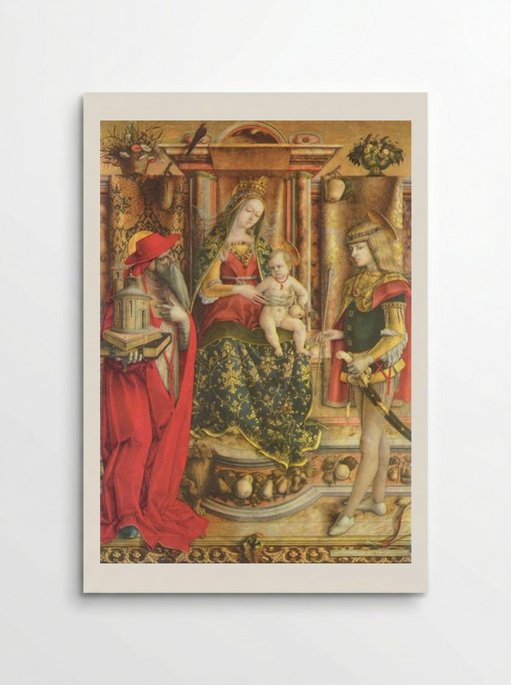Enthroned Madonna, Saint Jerome, and Saint Sebastian - Carlo Crivelli - Poster