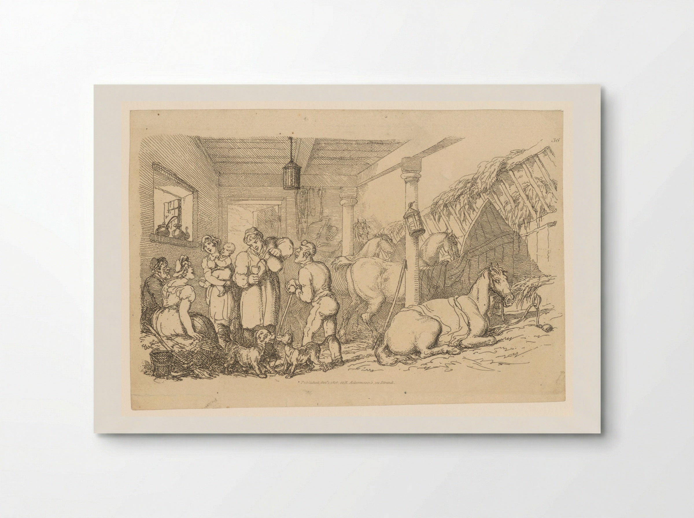 Familie in een paardenstal - Thomas Rowlandson - Poster