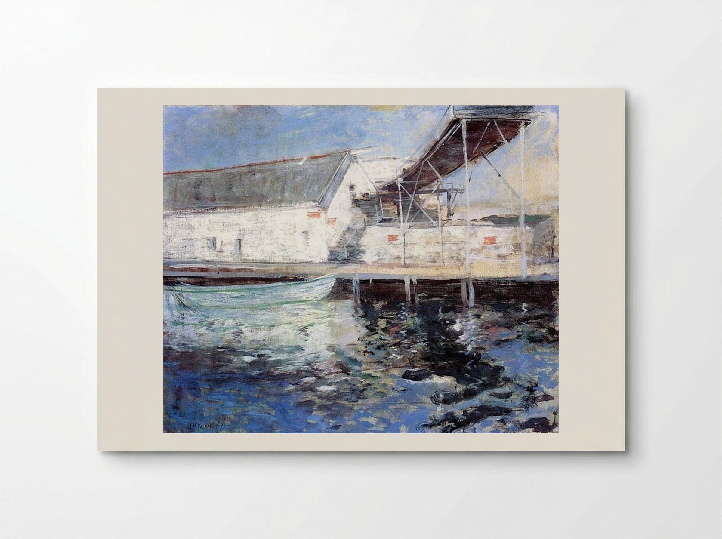 Fish Sheds, Gloucester, Massachusetts - John Henry Twachtman - Poster