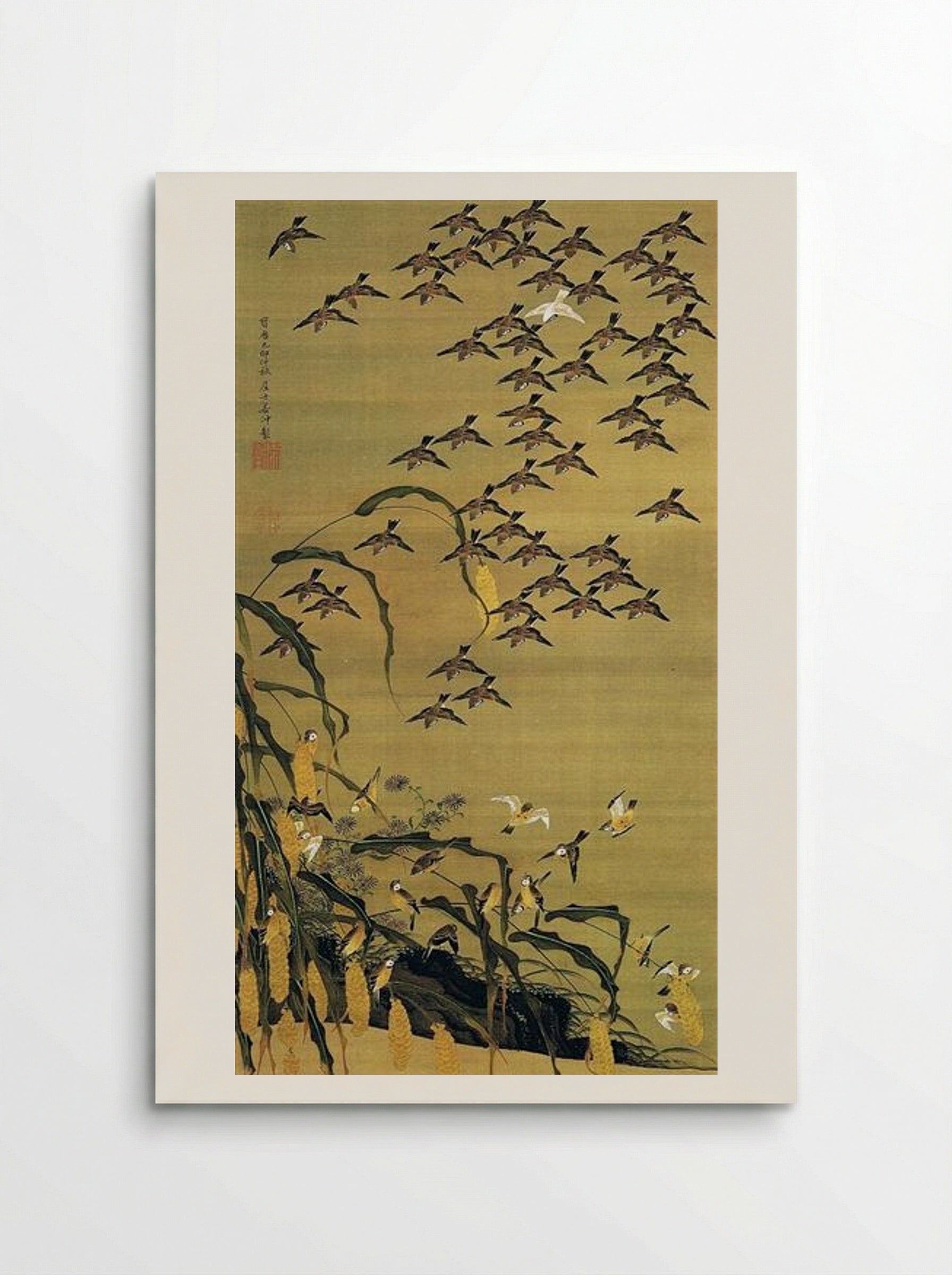 Flock of Sparrows - Itō Jakuchū - Poster