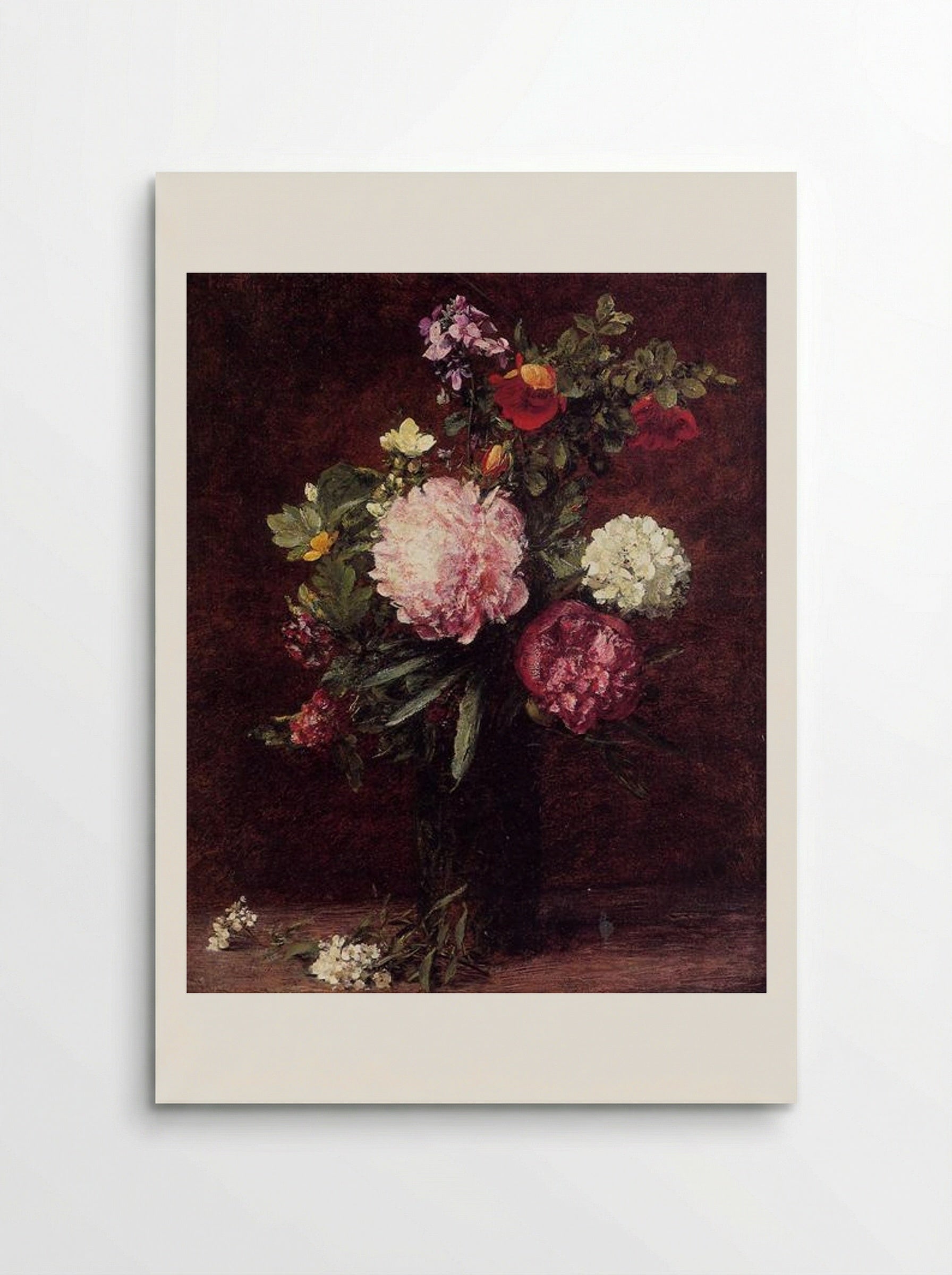 Flowers, Large Bouquet with Three Peonies - Henri Fantin-Latour - Poster