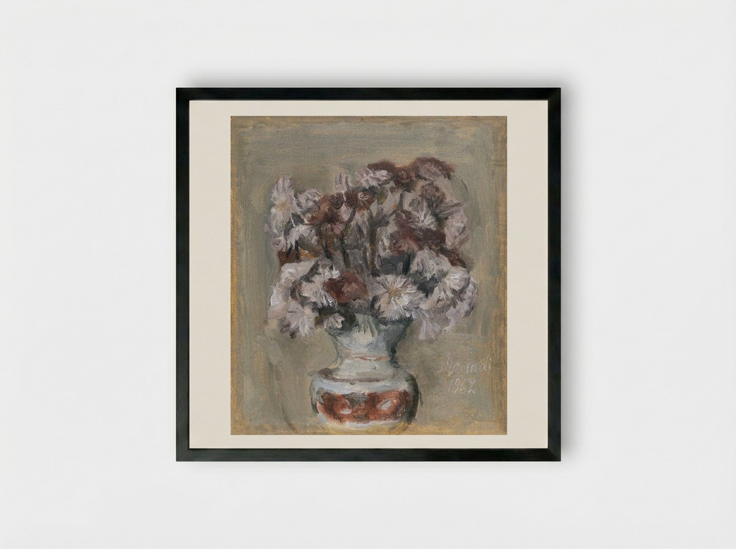 Flowers - Giorgio Morandi - Framed Print Black