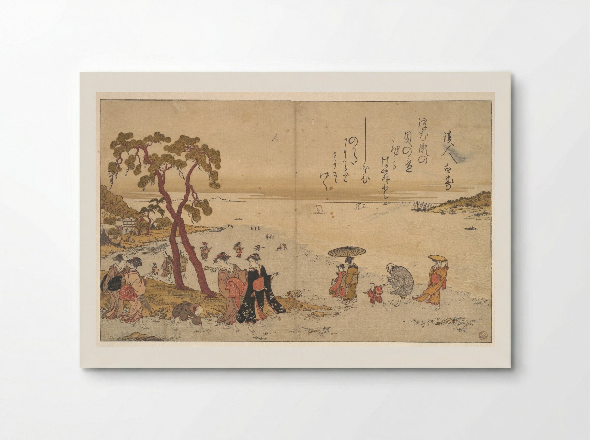 Girls Gathering Shells on the Sea-shore - Kitagawa Utamaro - Poster