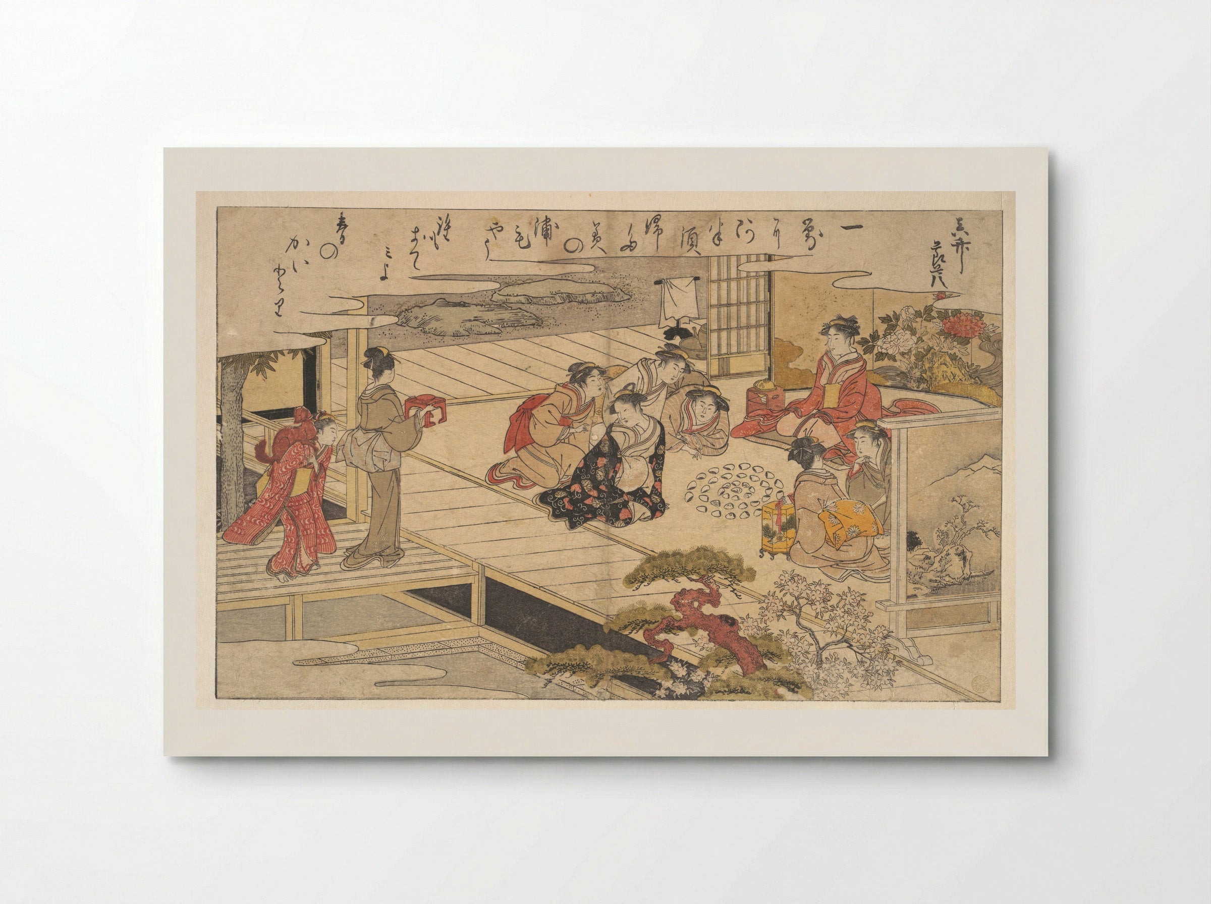 Girls Playing a Game with Shells - Kitagawa Utamaro - Poster