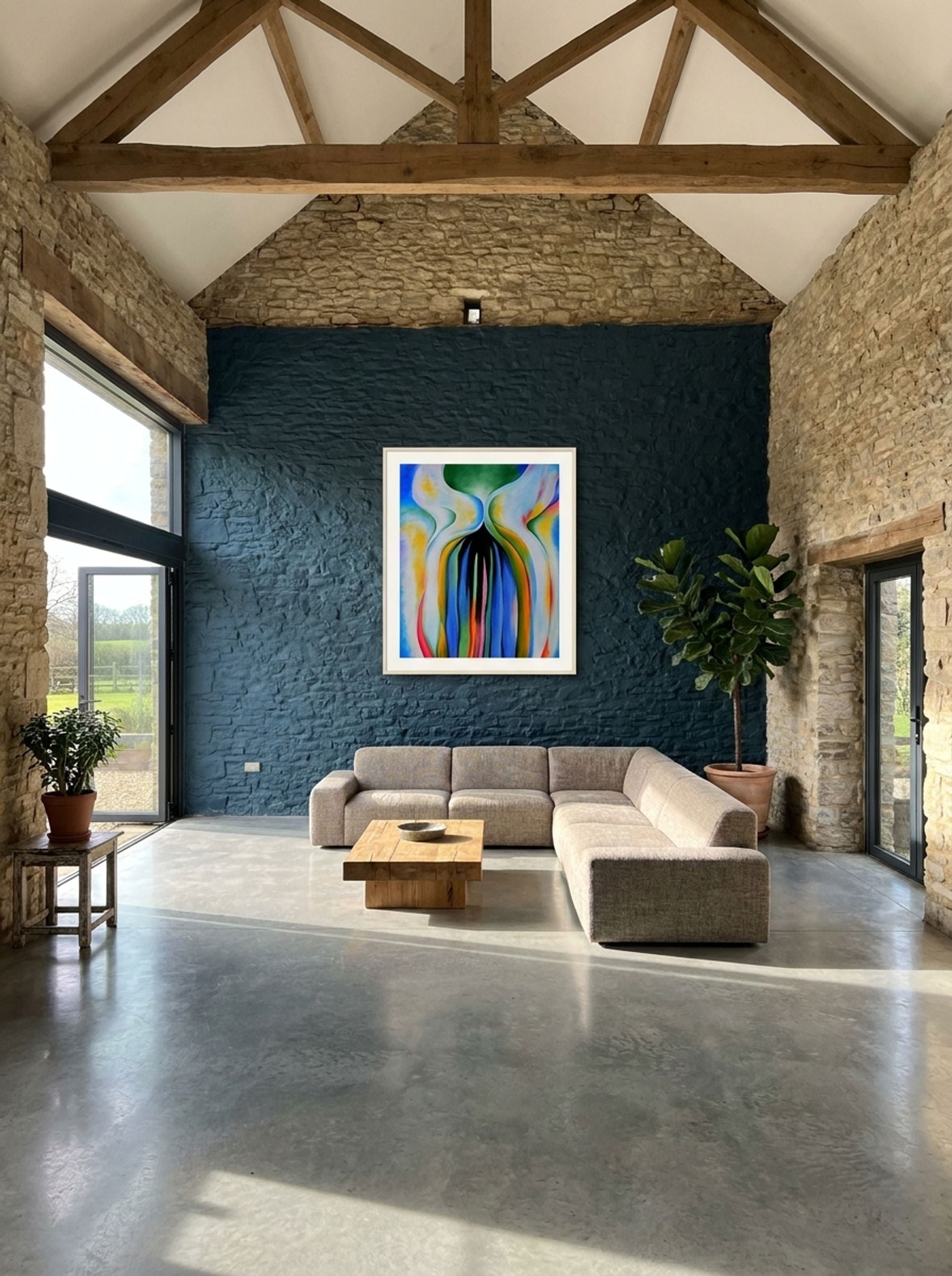 Gray Line with Black, Blue, and Yellow - Georgia O'Keeffe - Lifestyle