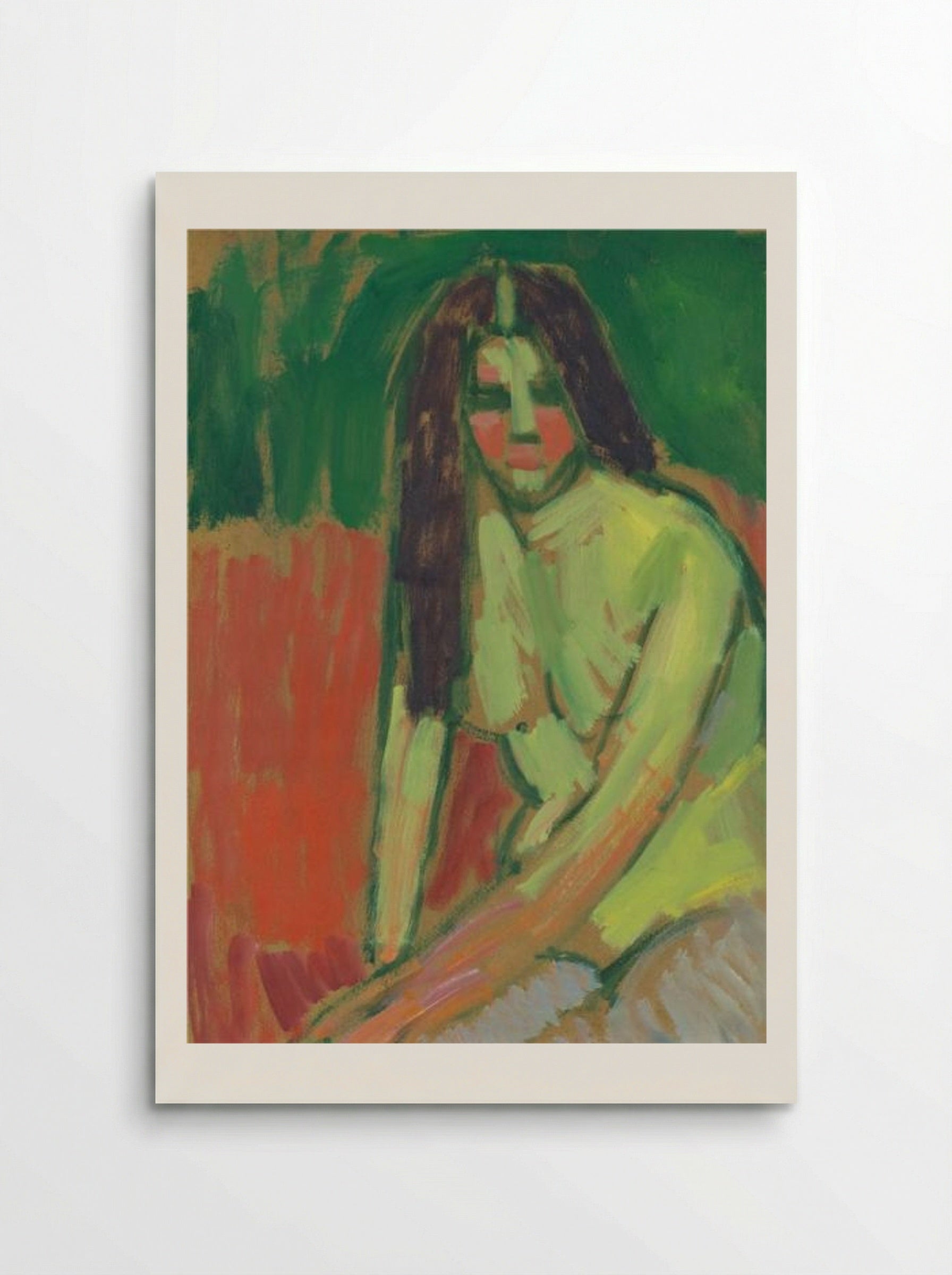 Half-nude figure with long hair sitting bent - Alexej von Jawlensky - Poster