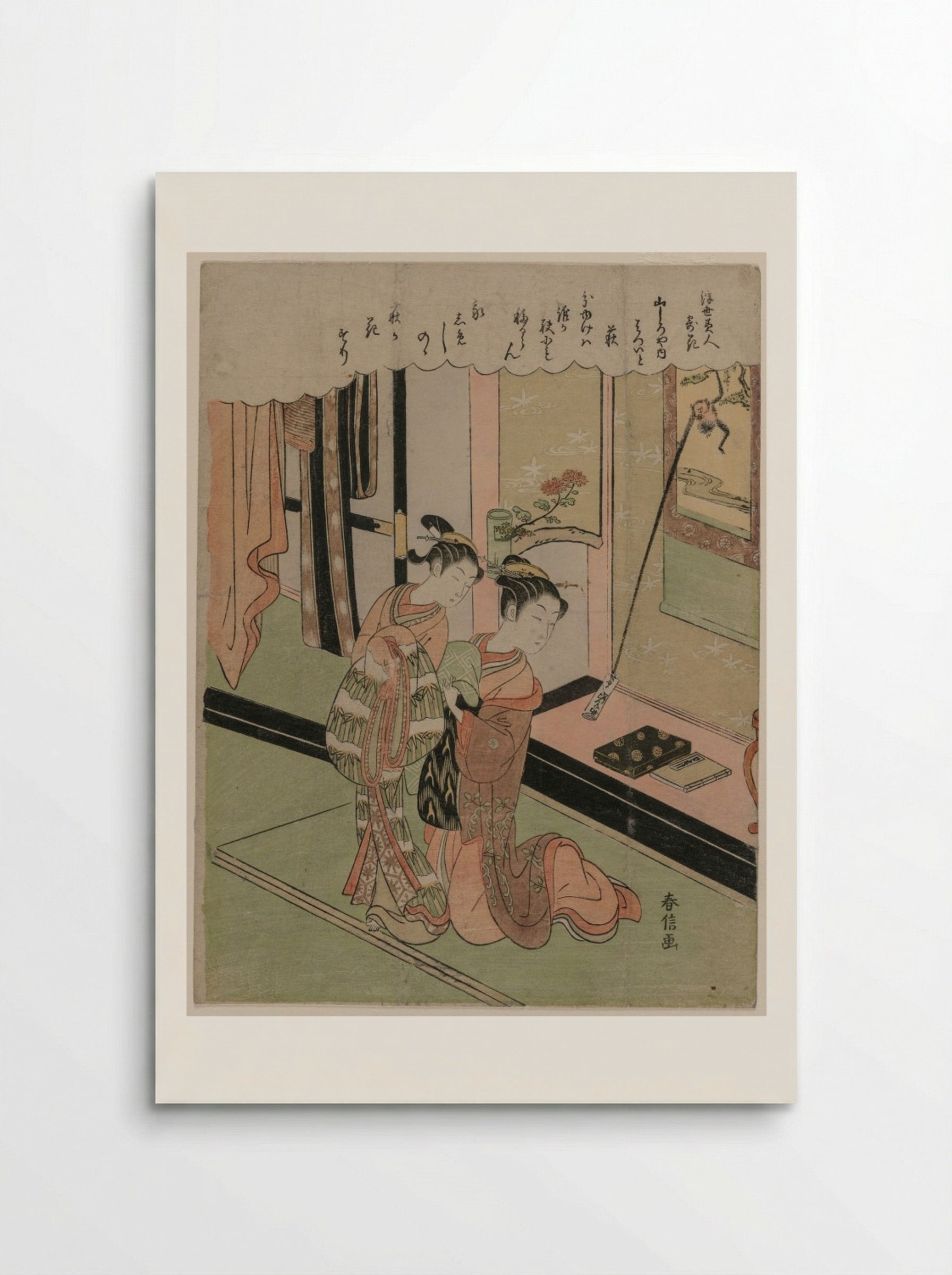 Hatsuito of the Yamashiroya Likened to Bush Clover - Suzuki Harunobu - Poster