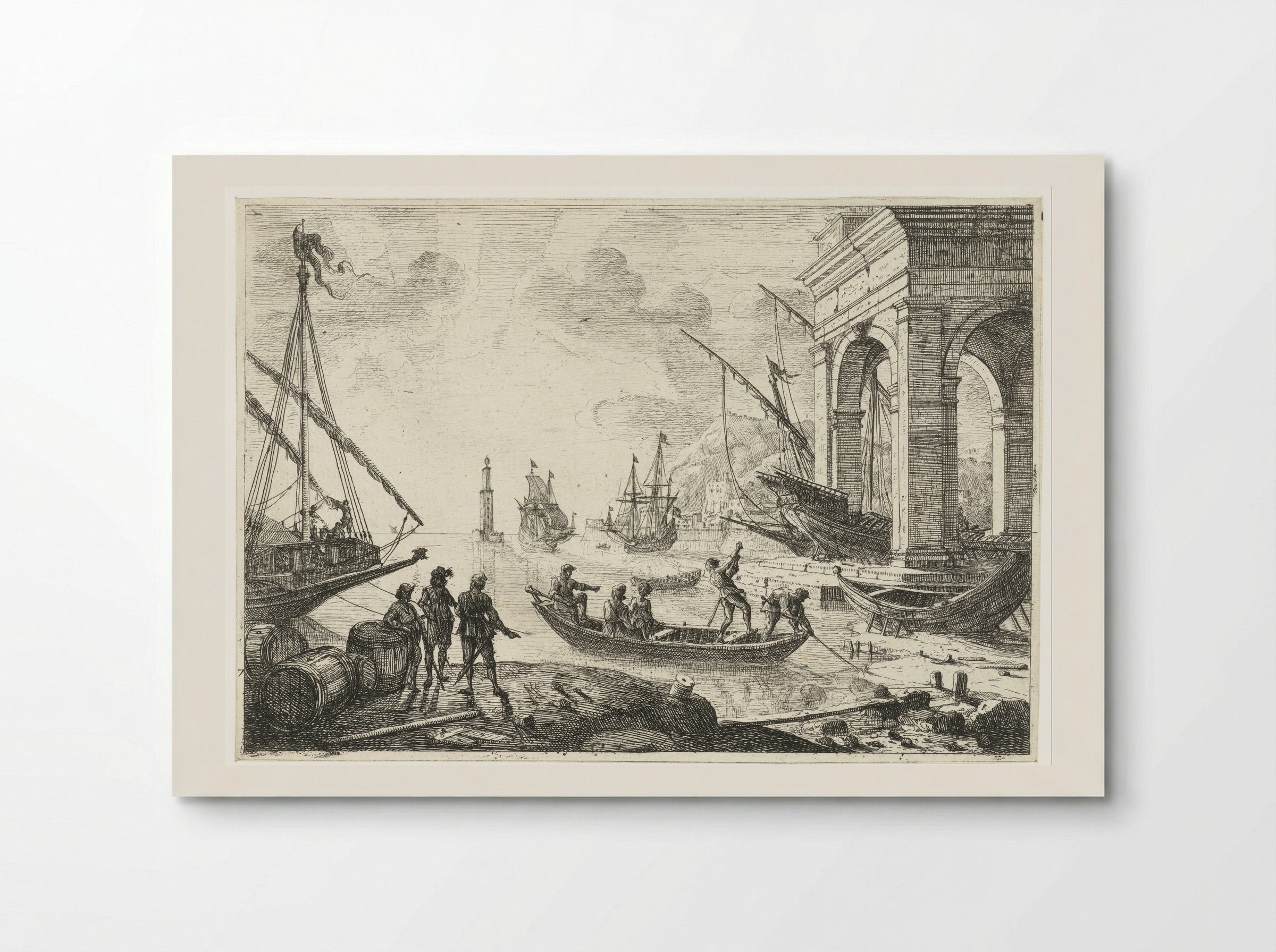Haven met een vuurtoren - Claude Lorrain - Poster