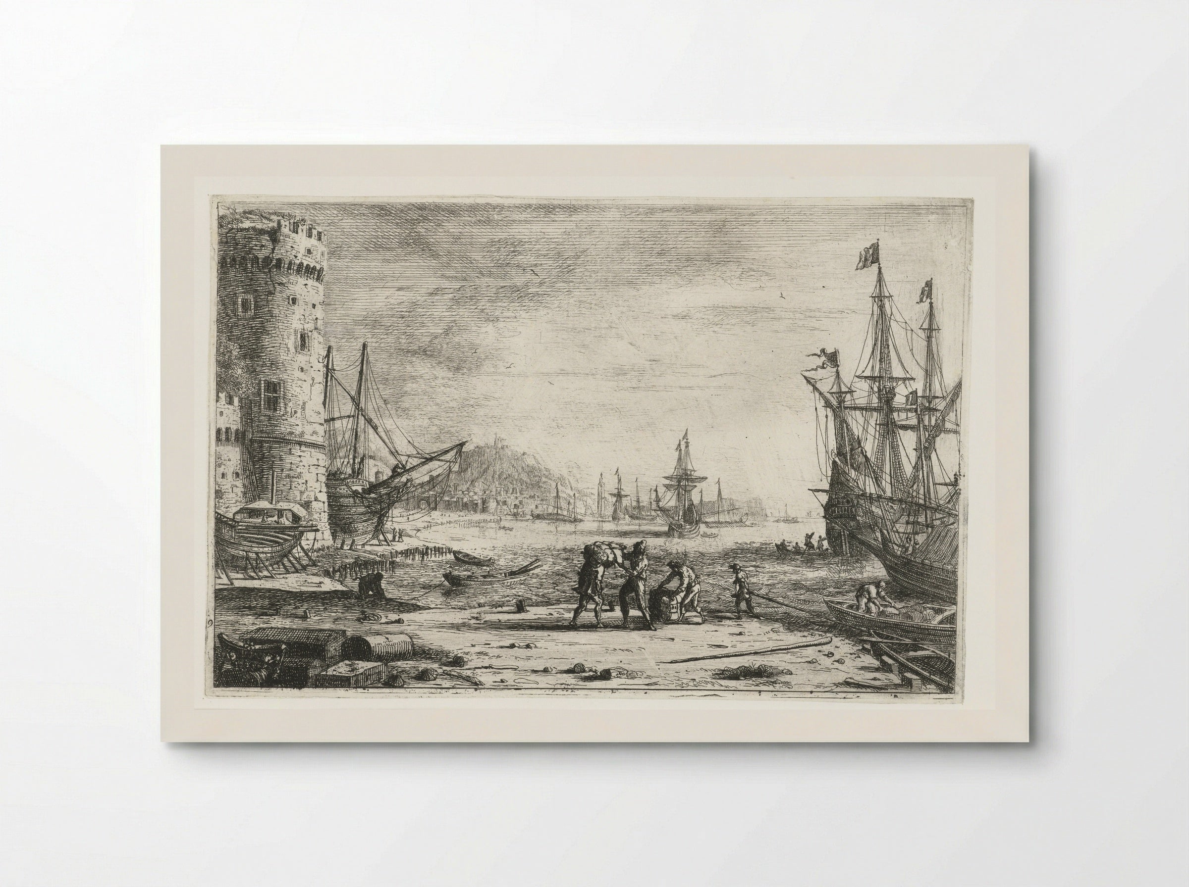 Havenpoort met een grote toren - Claude Lorrain - Poster
