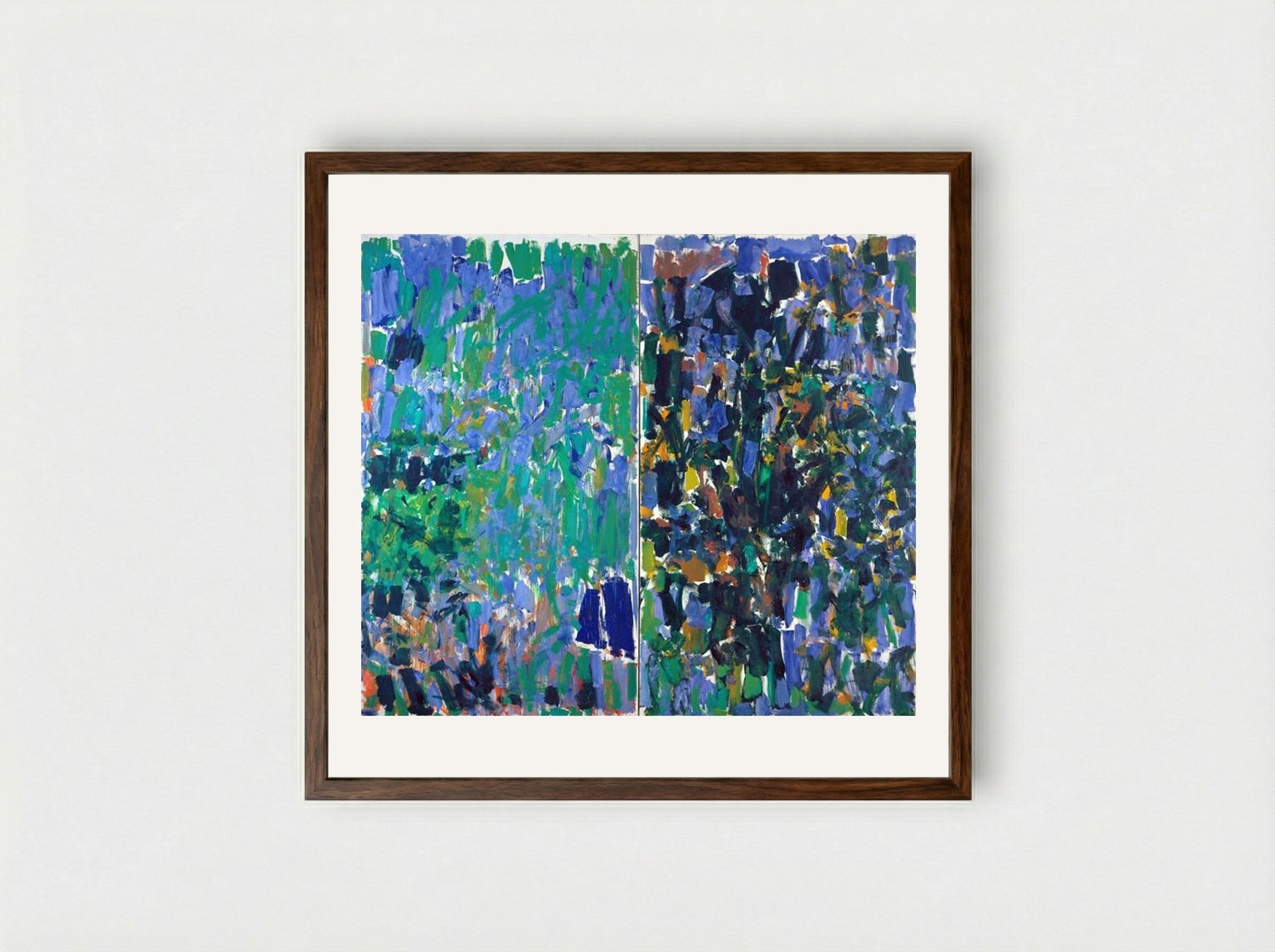 Heel, Sit, Stay - Joan Mitchell - Framed Print Dark Wood