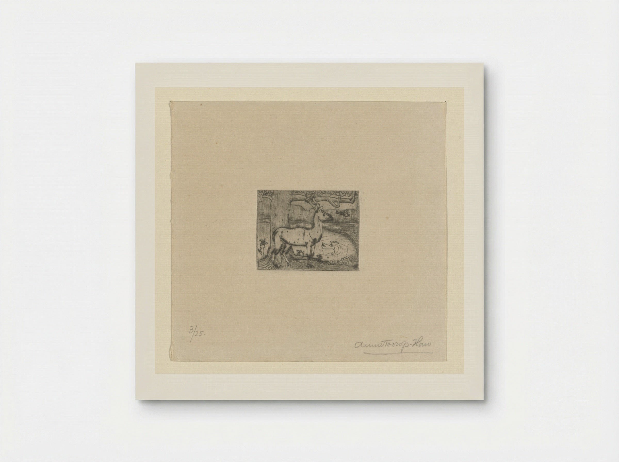 Hert bij een boom voor een vijver - Jan Toorop - Poster