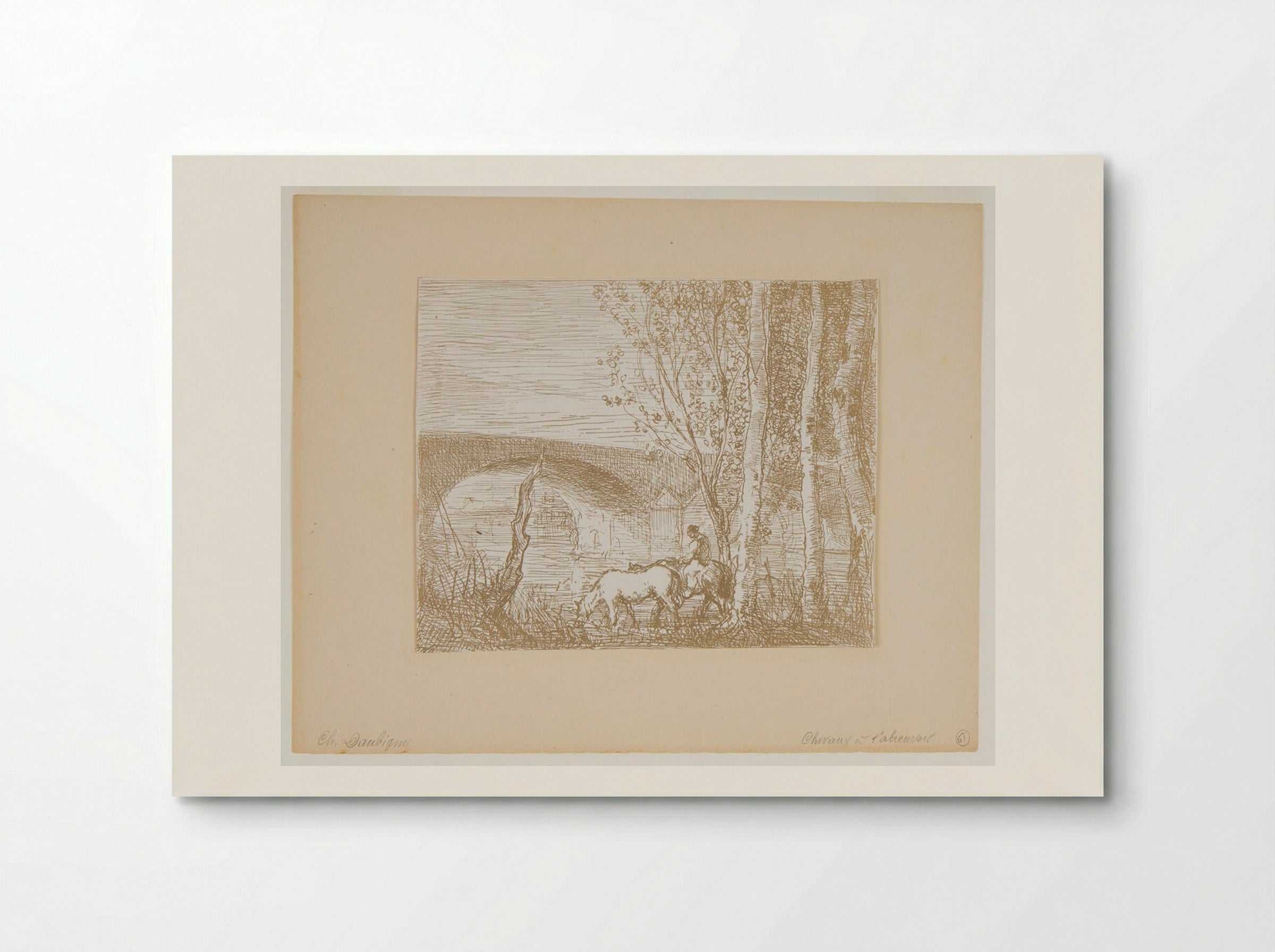 Horses at the Watering Spot (The Bridge) - Charles-François Daubigny - Poster