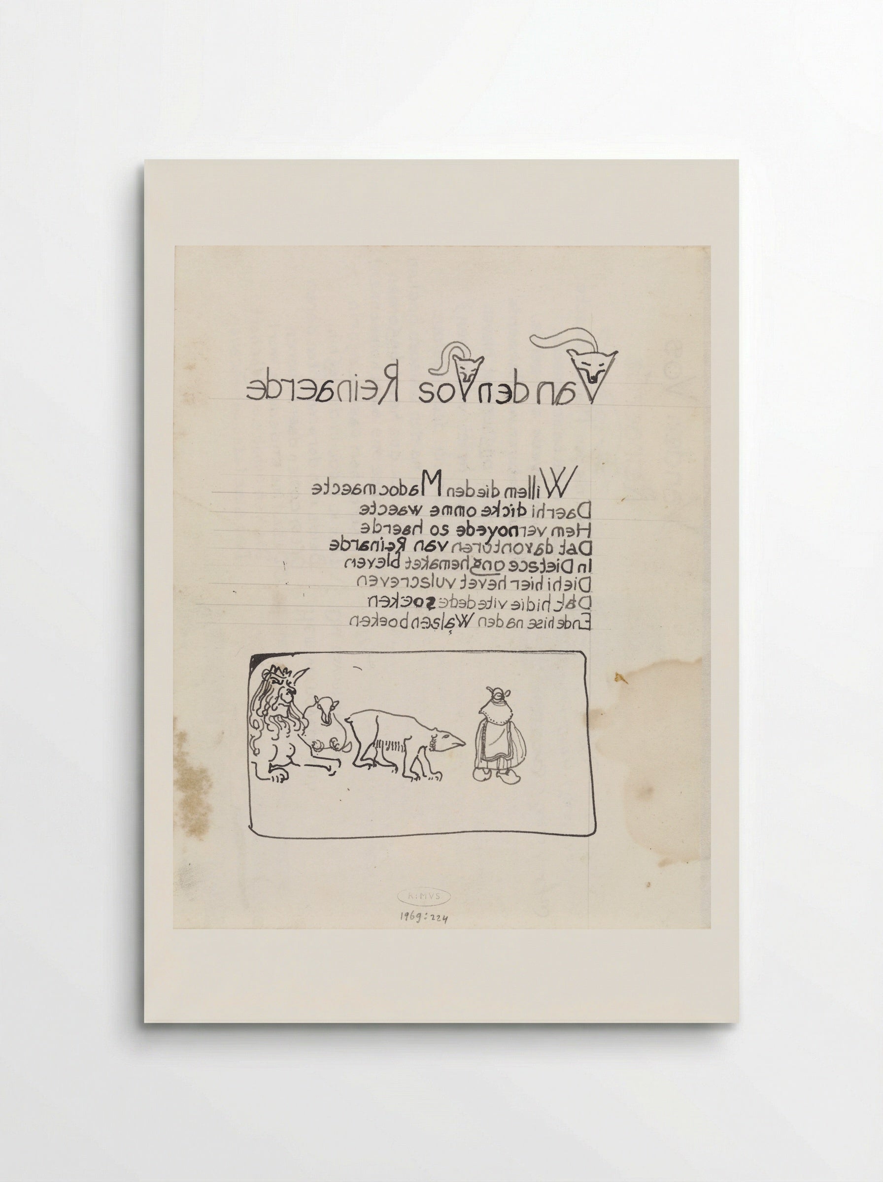 Illustratie voor Vanden Vos Reinaerde, met tekst in spiegelbeeld - Gerrit Willem Dijsselhof - Poster