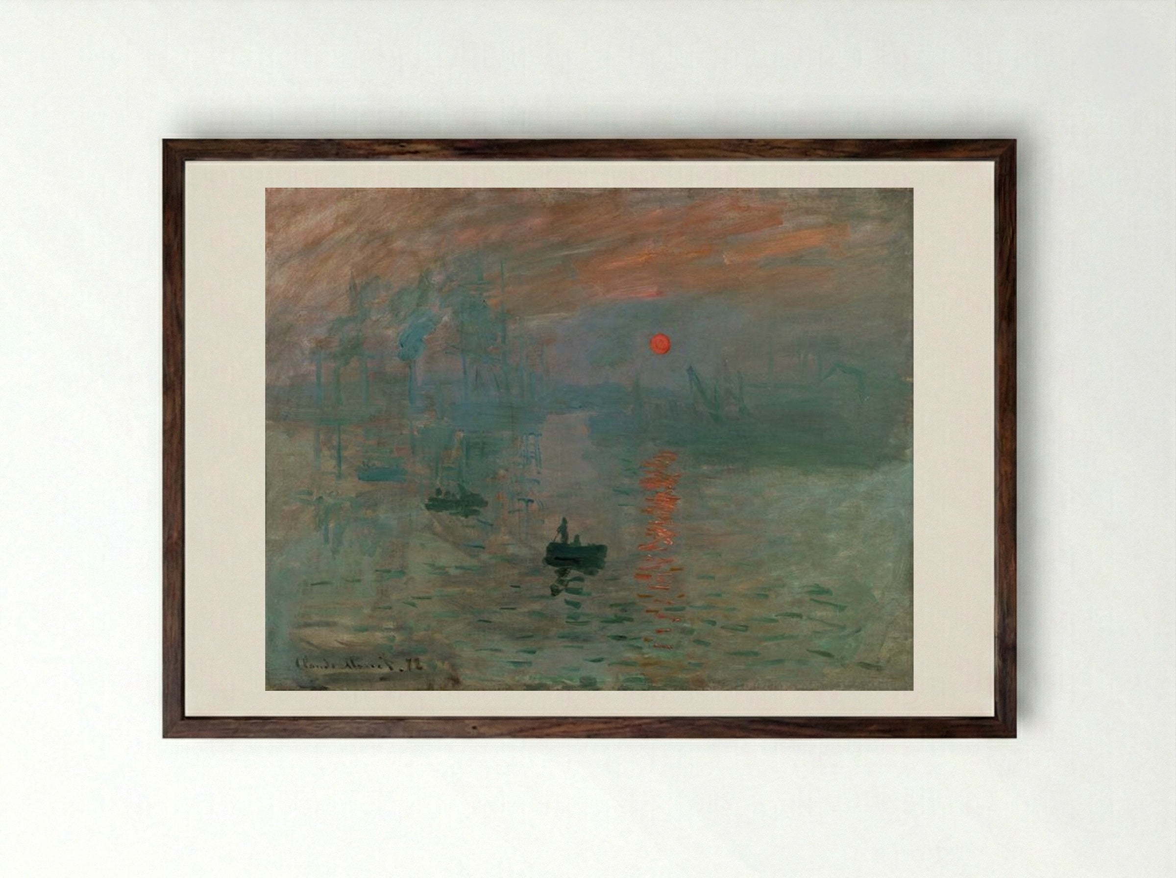 Impression, Sunrise - Claude Monet - Framed Print Dark Wood