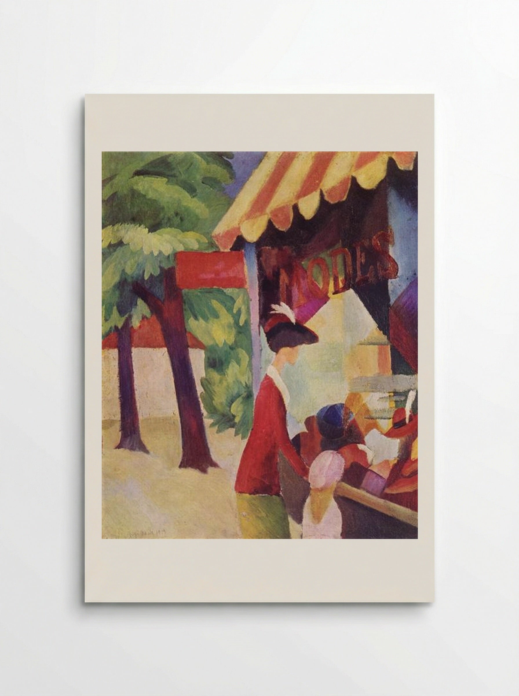 In Front of the Hat Shop (Woman with Red Jacket and Child) - August Macke - Poster