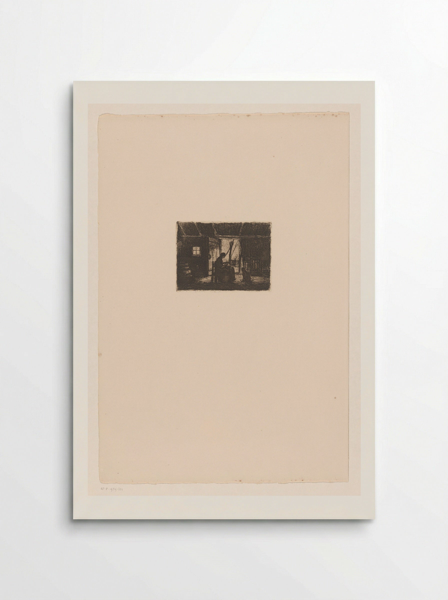 Interieur met aardappelschillende vrouw - Jakob Smits - Poster