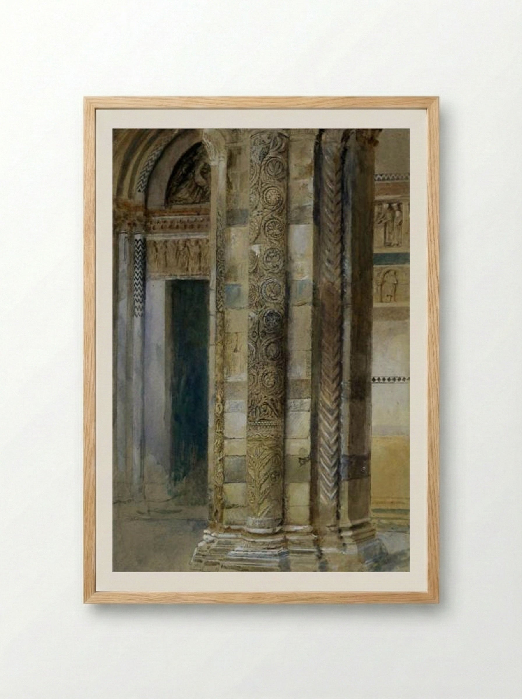 Interior of Lucca Cathedral - John Ruskin - Framed Print Wood