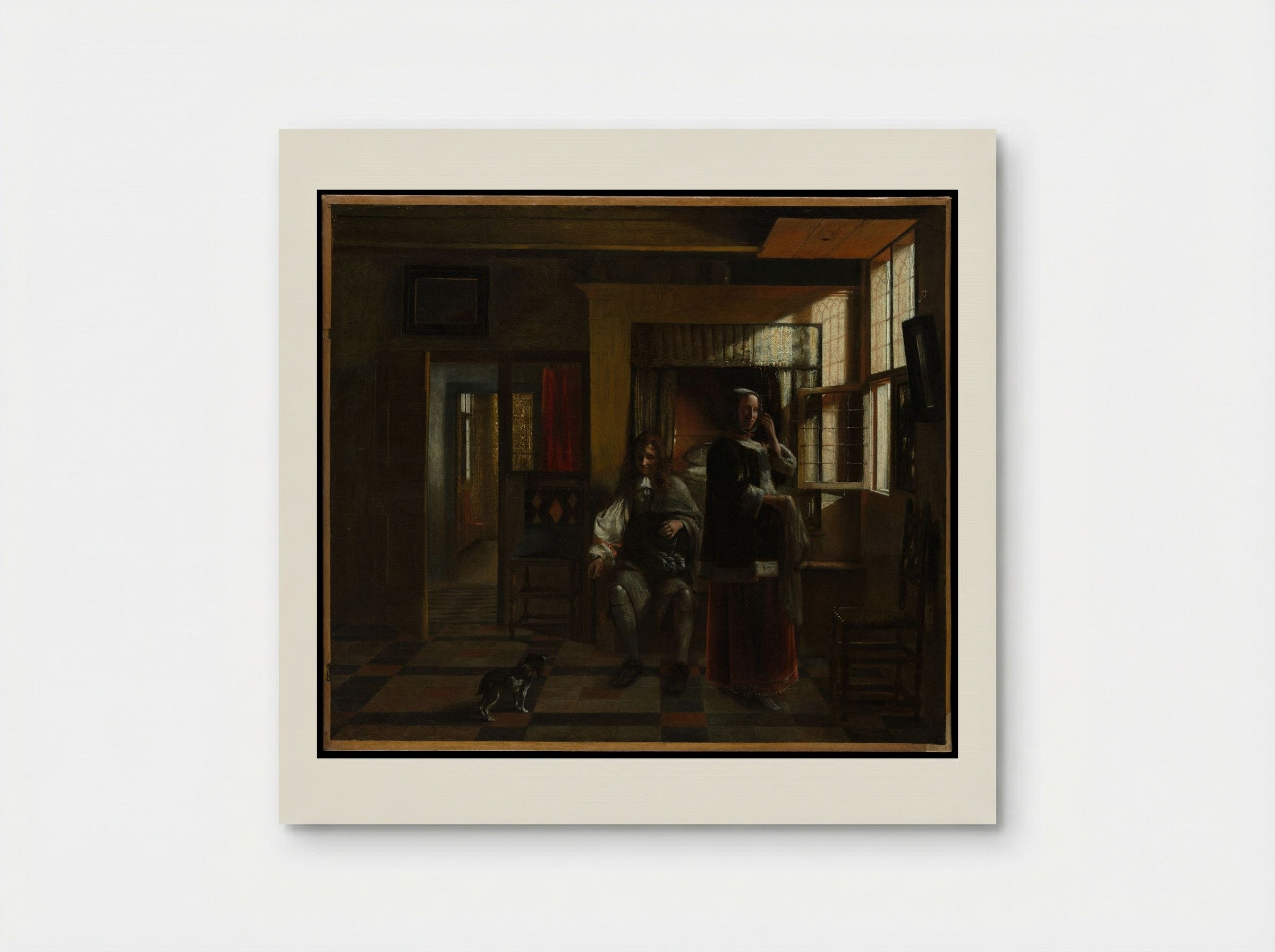 Interior with a Young Couple - Pieter de Hooch - Poster